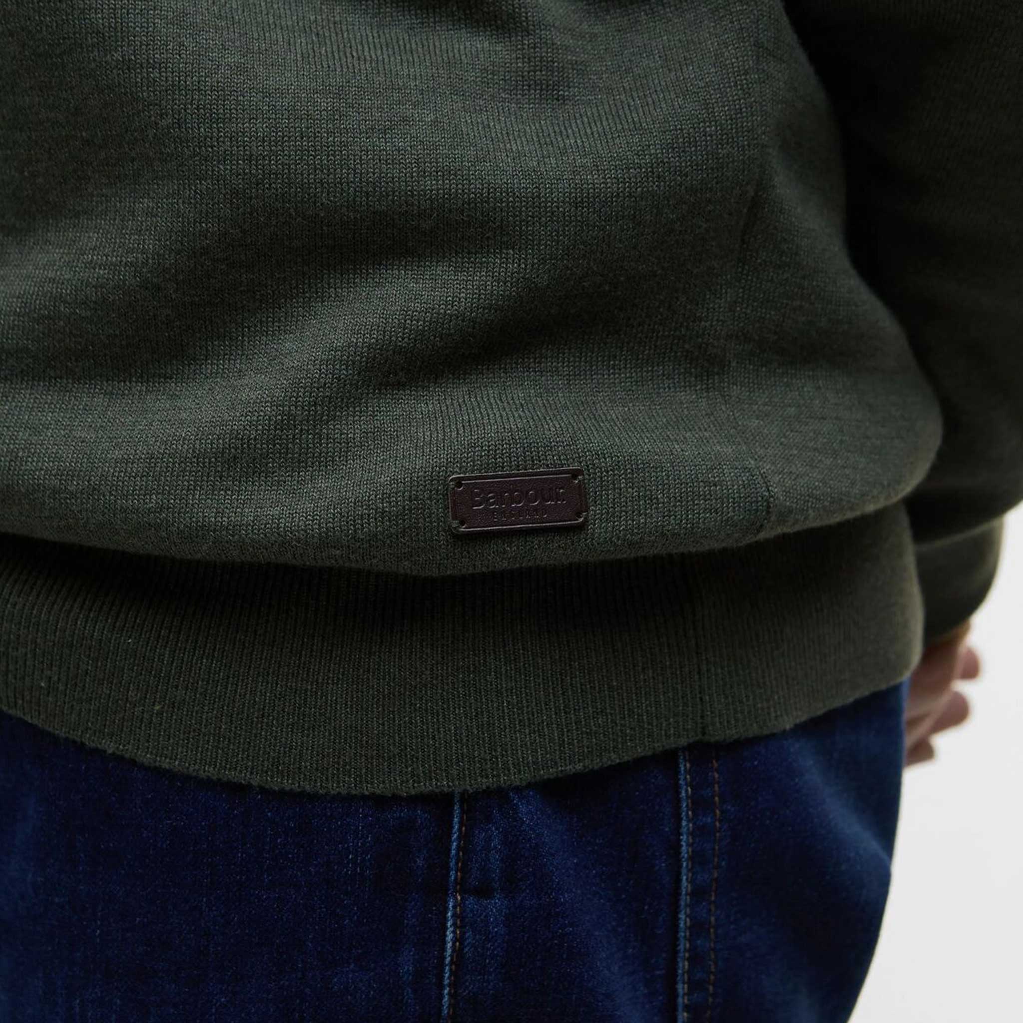 Barbour Bayfield Men's Half Zip Jumper Mid Olive - Image 4
