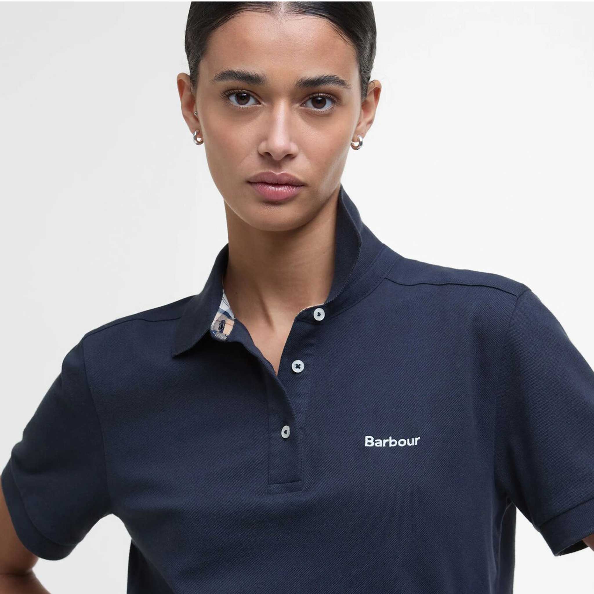 Barbour Bowford Ladies Polo Shirt Navy - Image 3