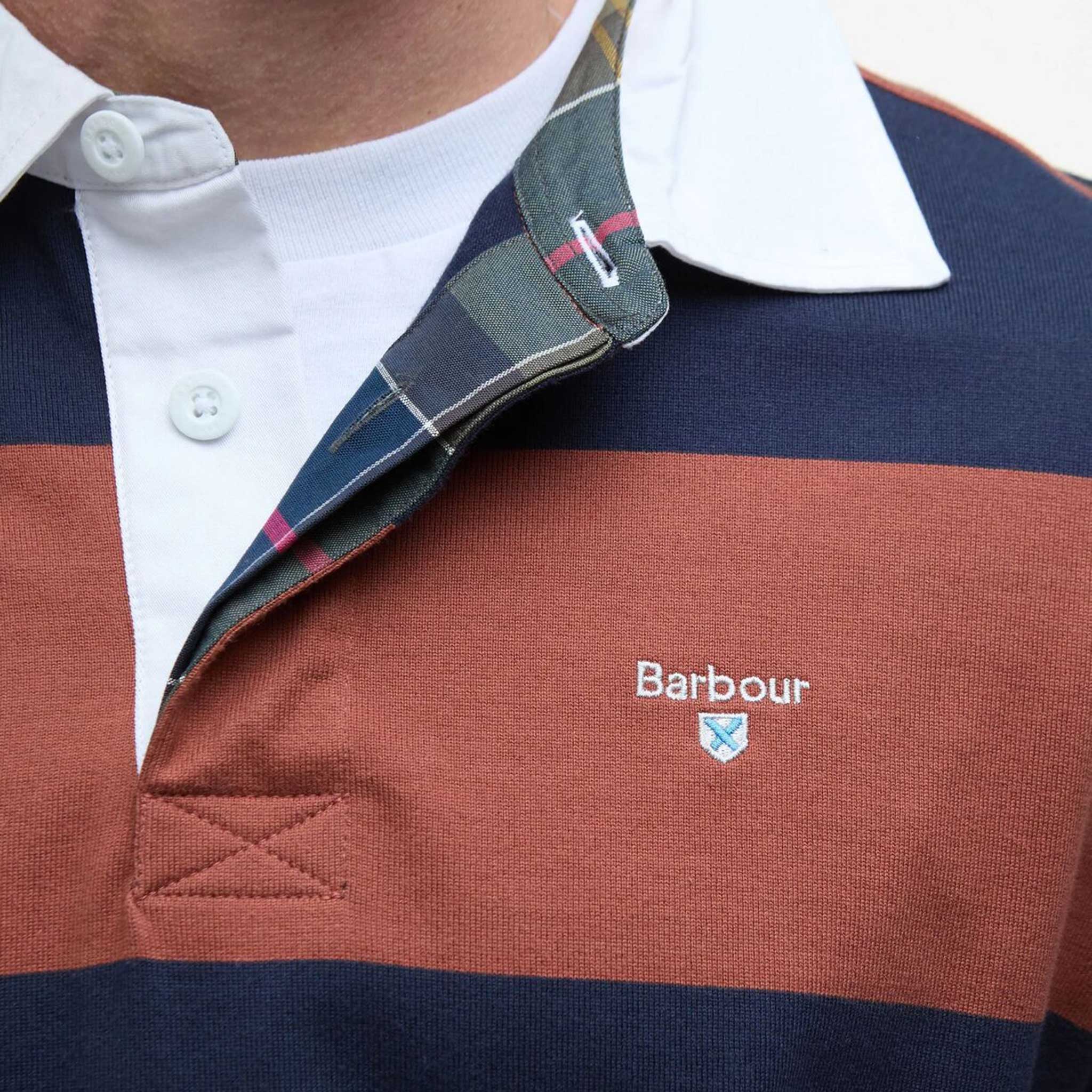 Barbour Broome Men's Rugby Shirt Navy-Rust - Image 3
