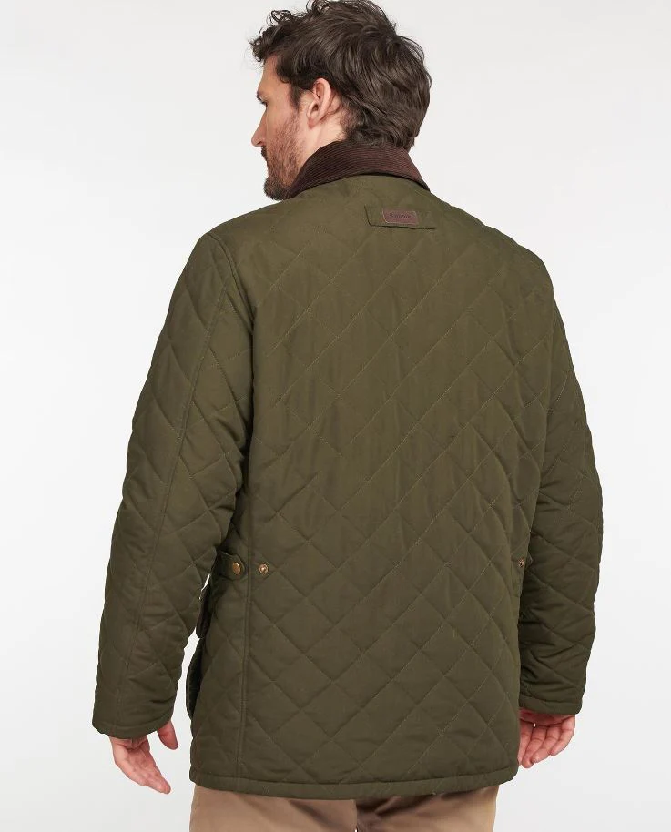 Barbour Burton Quilted Jacket Dark Olive - Image 3