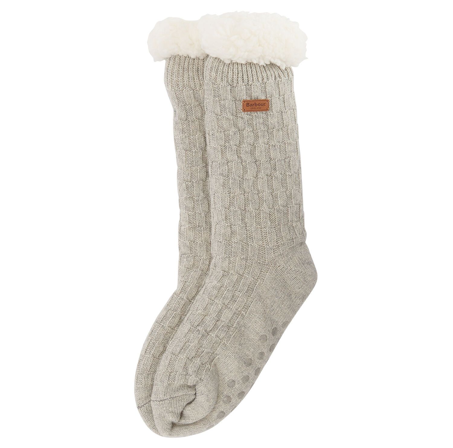 Barbour Cable Knit Lounge Socks Light Grey Marl