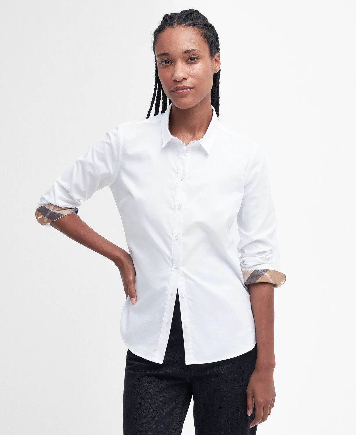 Barbour Derwent Ladies Shirt White-Primrose Hessian - Image 2