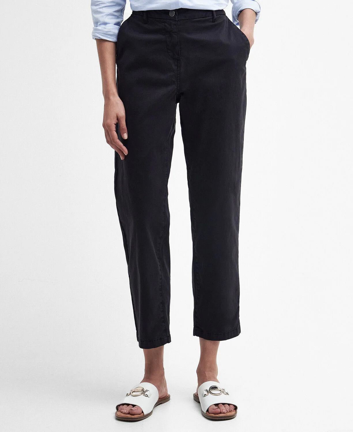 Barbour Ladies Cropped Chinos Navy - Image 2