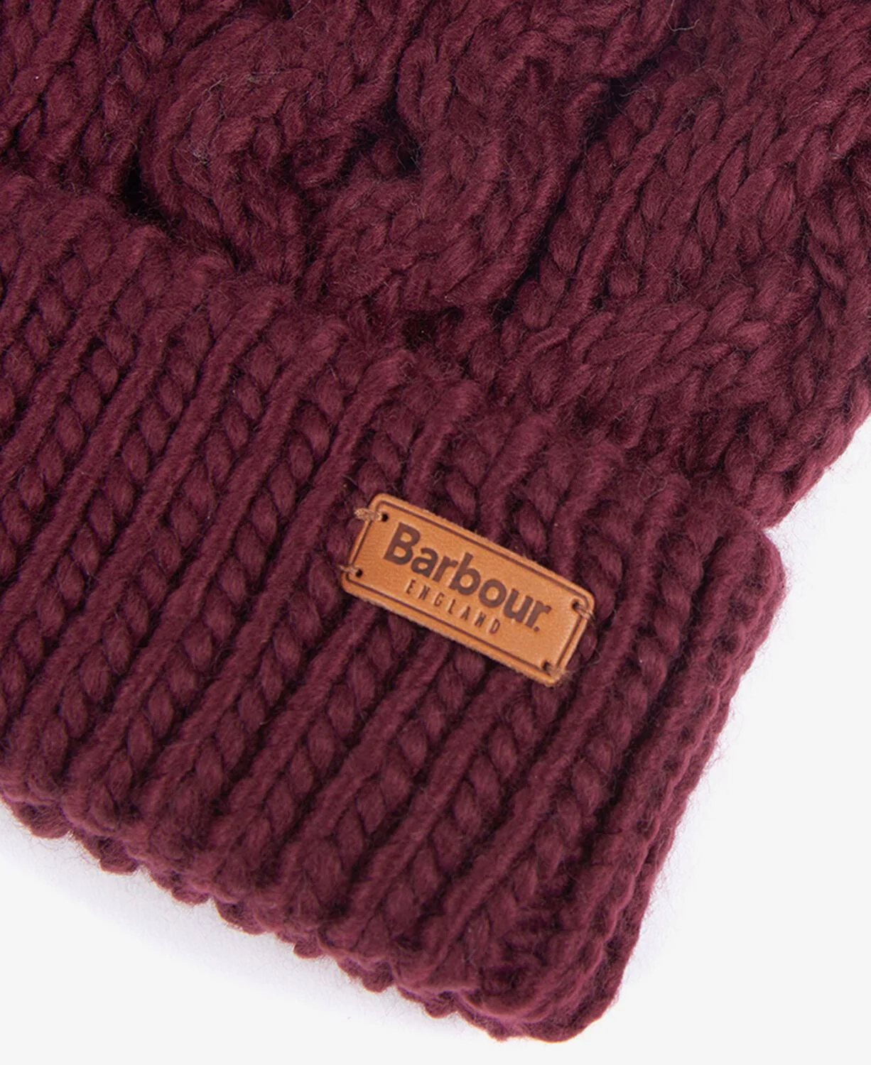 Barbour Ladies Penshaw Cable Beanie Bordeaux - Image 3