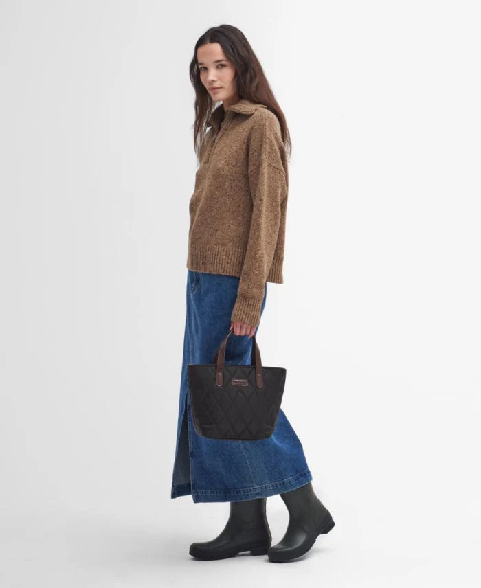 Barbour Lavensdale Ladies Half Zip Jumper Honey - Image 5