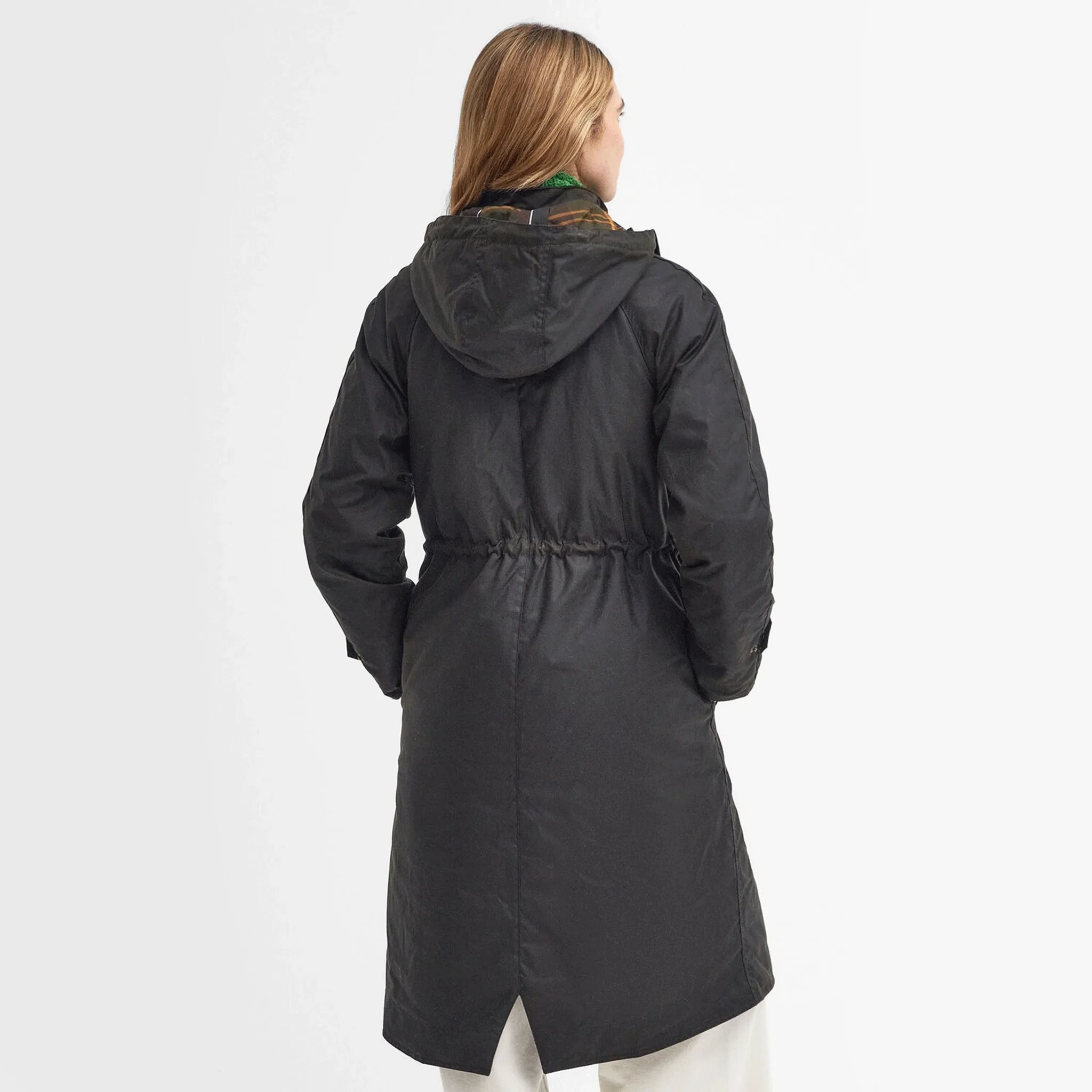 Barbour Long Cannich Women's Waxed Jacket Olive-Classic - Image 4