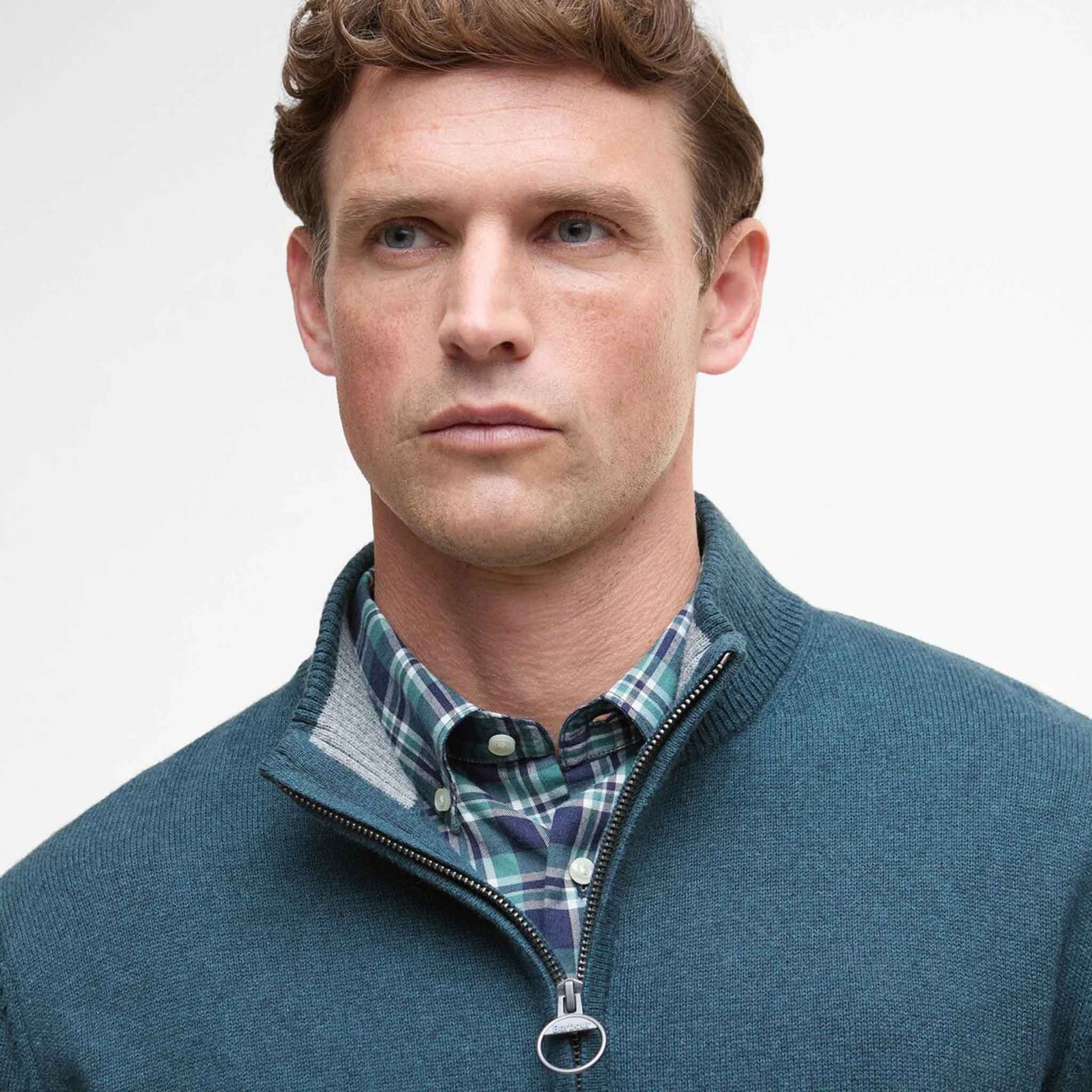 Barbour Men's Kelson 1/2 Zip Jumper Mallard Green - Image 4
