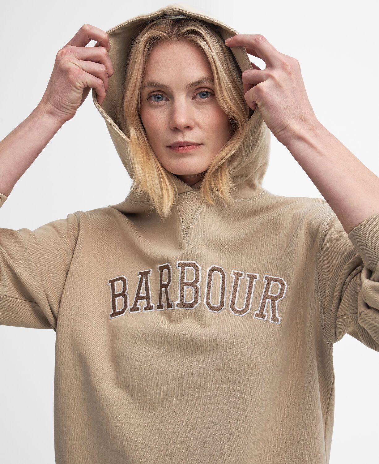 Barbour Northumberland Ladies Hoodie White Pepper - Image 4
