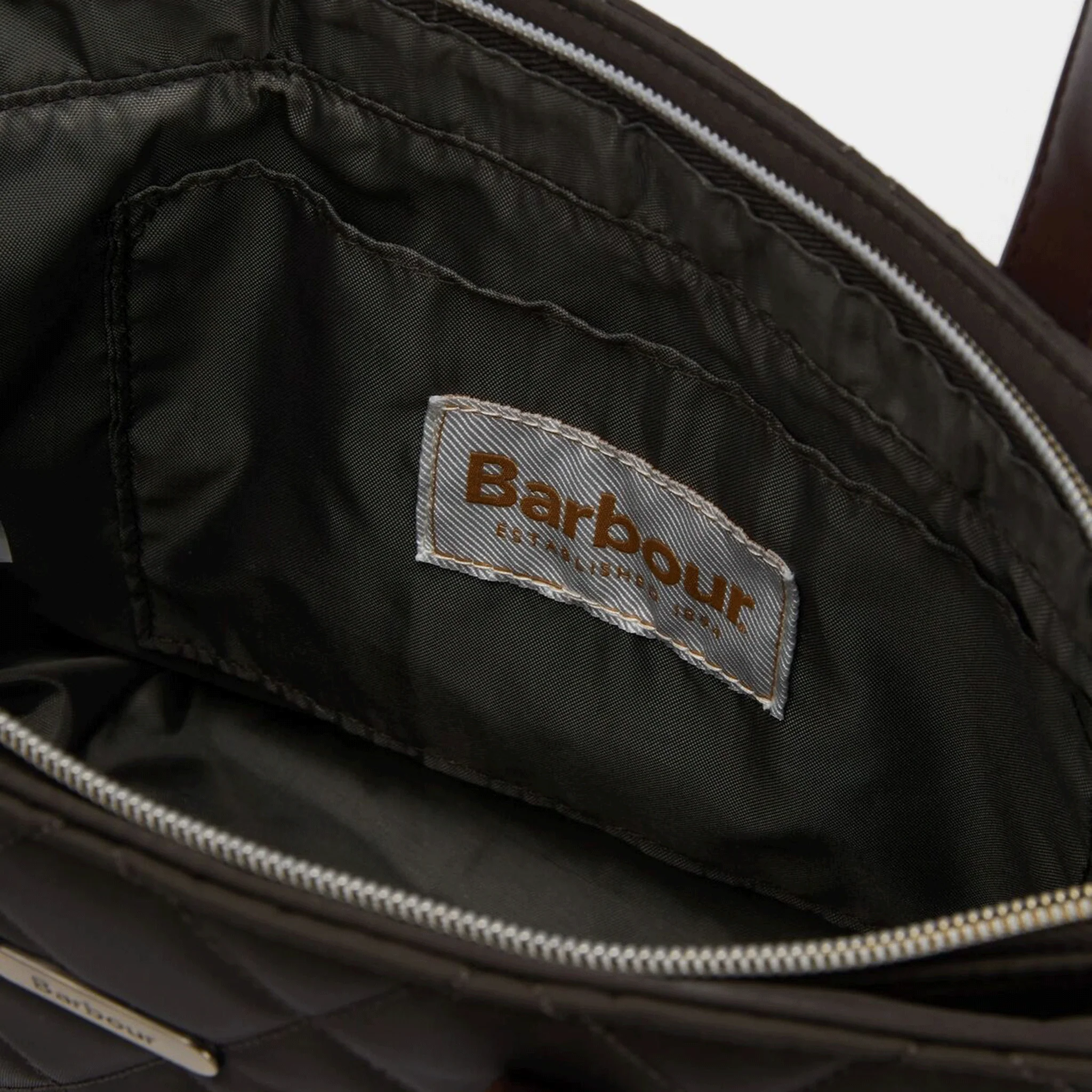 Barbour Quilted Mini Tote Bag Olive - Image 5