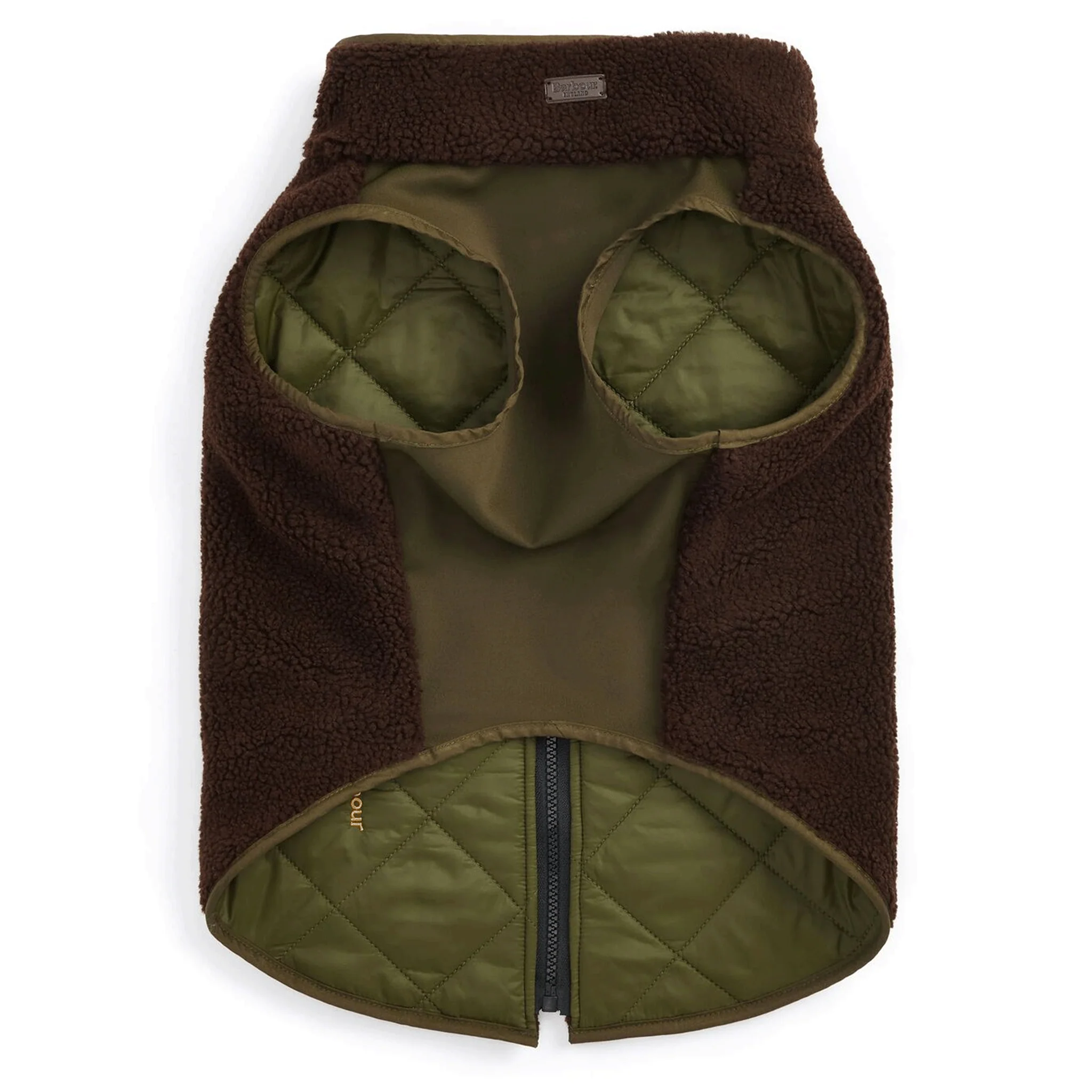 Barbour Reversible Quilted Dog Coat Olive-Brown - Image 4