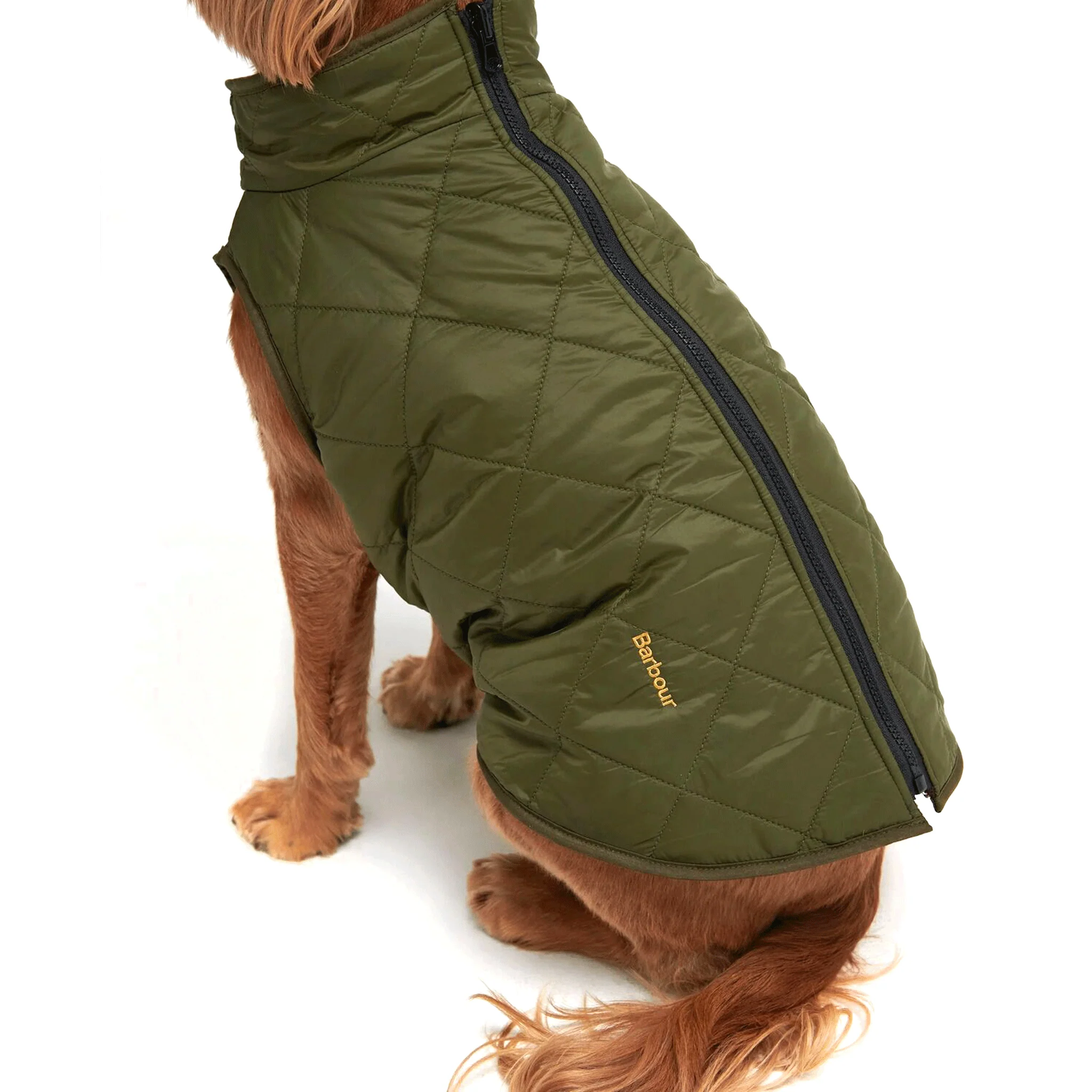 Barbour Reversible Quilted Dog Coat Olive-Brown - Image 6