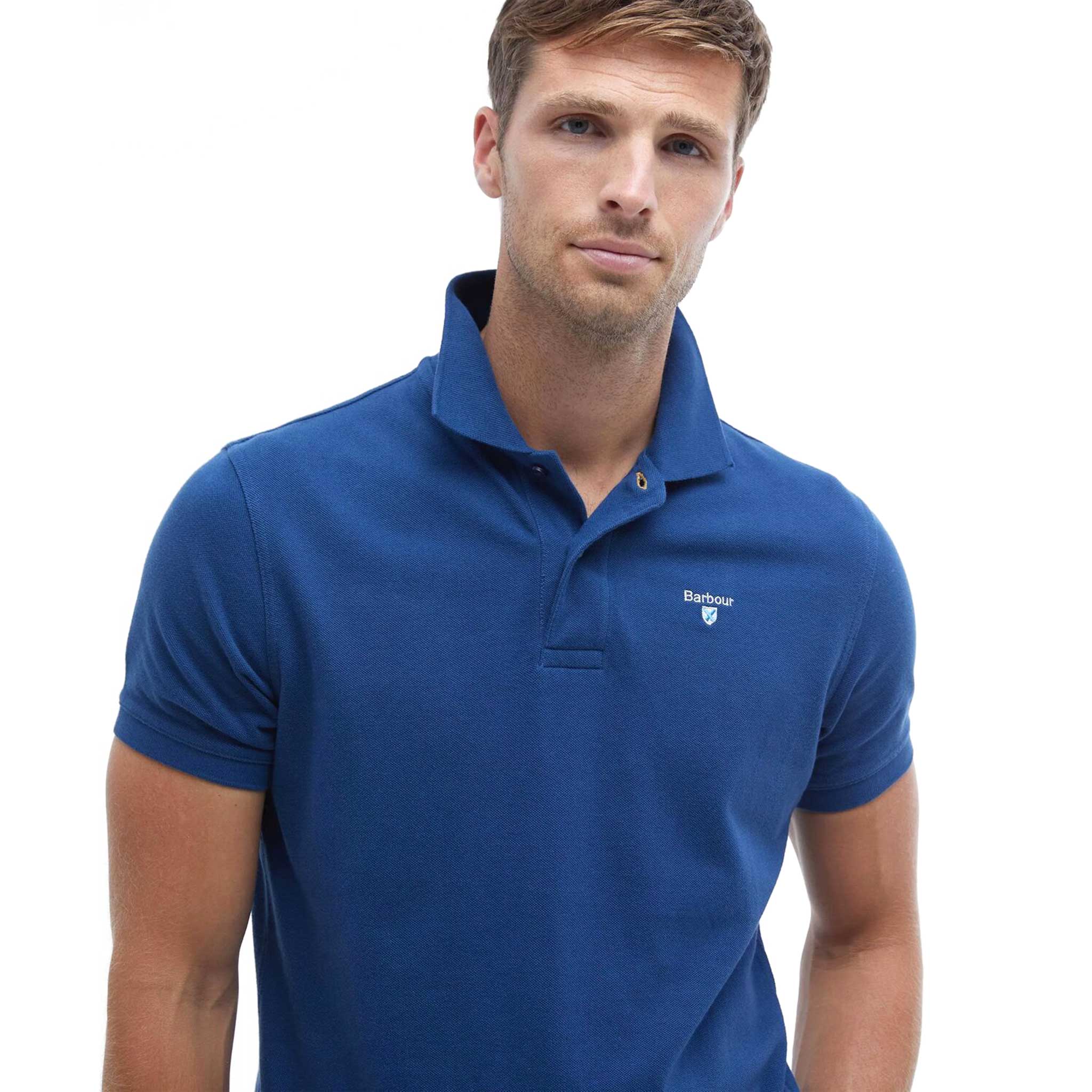 Barbour Sports Tailored Polo Shirt Deep Blue - Image 3