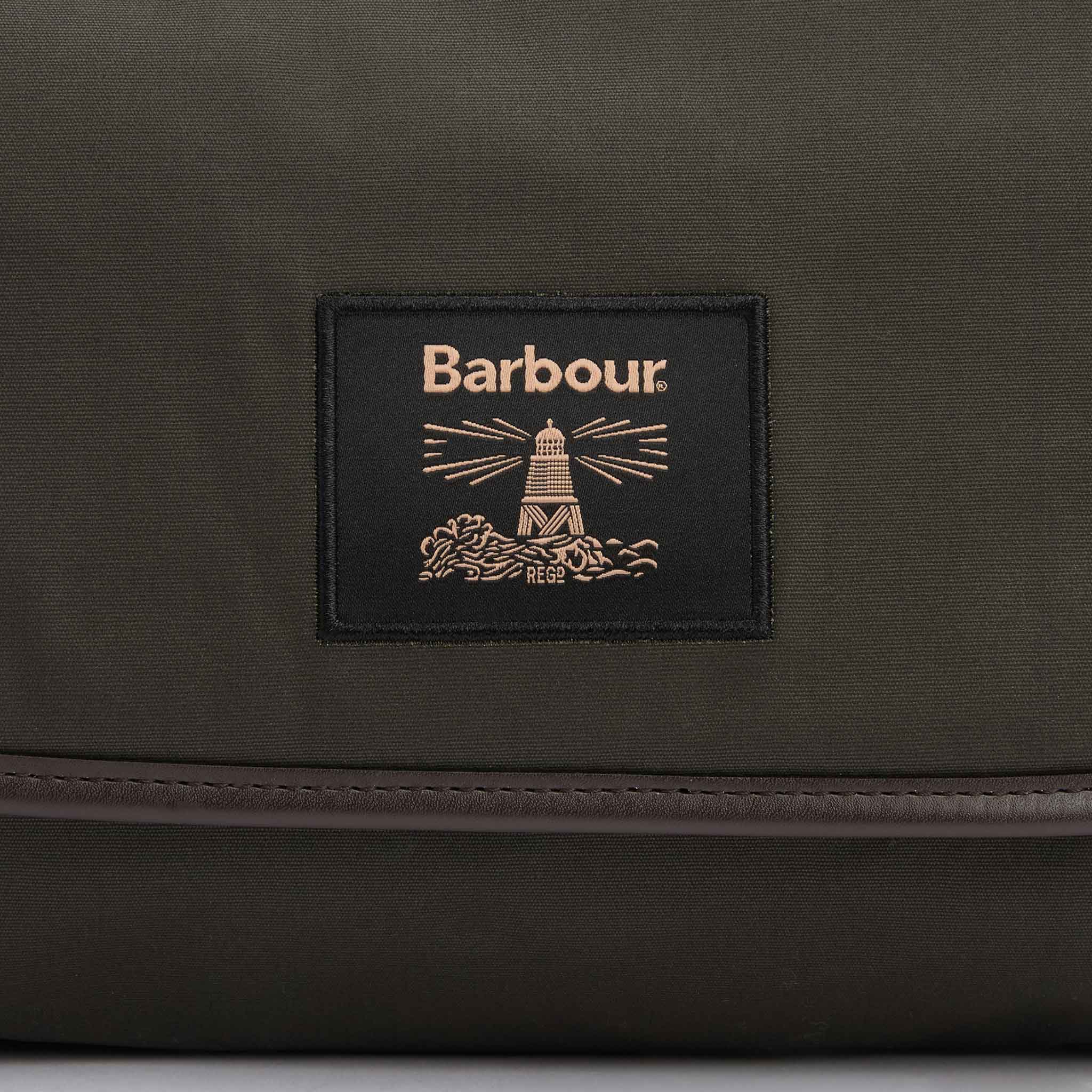 Barbour Waxed Hanging Washbag Olive-Beacon - Image 5