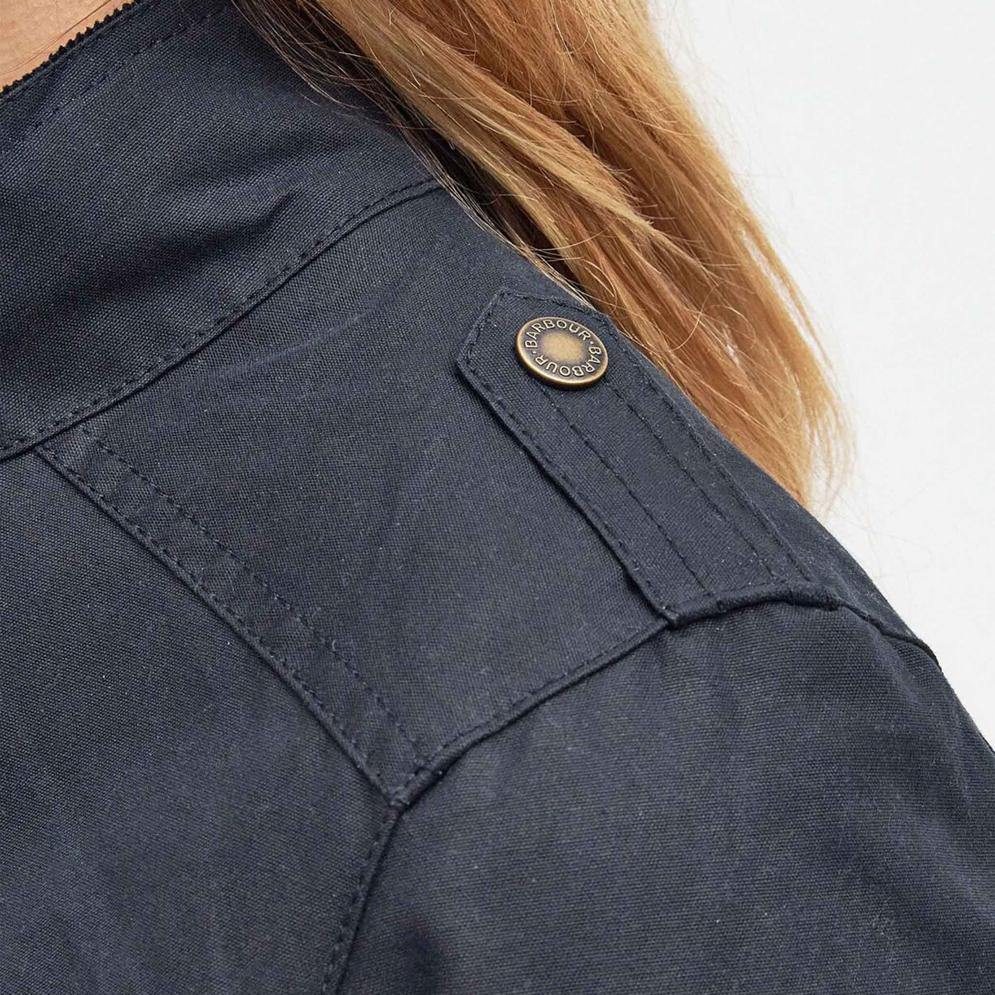 Barbour Winter Defence Waxed Cotton Jacket Navy Classic - Image 5