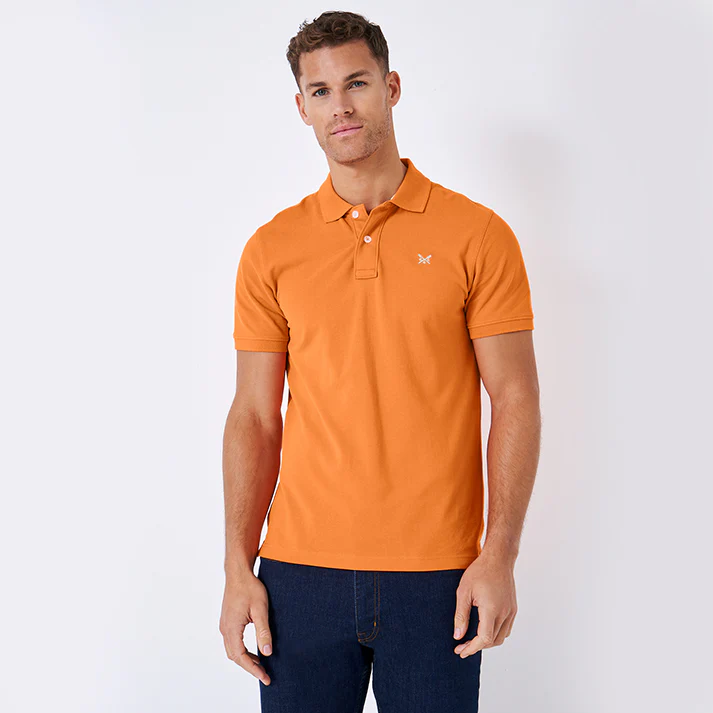 Crew Classic Pique Polo Shirt Coral Rose - Image 3