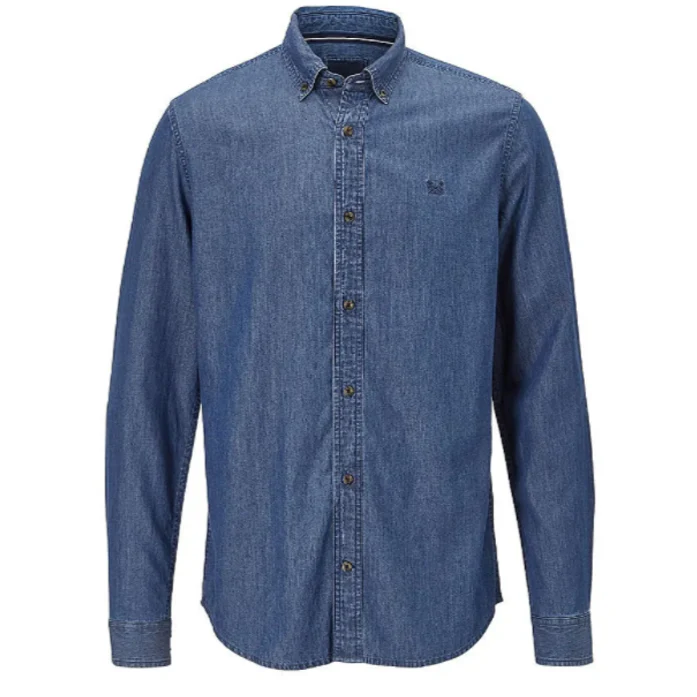 Crew Darwell Slim Fit Shirt Denim Blue - Image 3