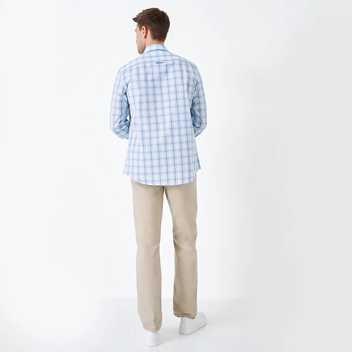 Crew Poplin Men's Check Shirt Blue Decco - Image 5