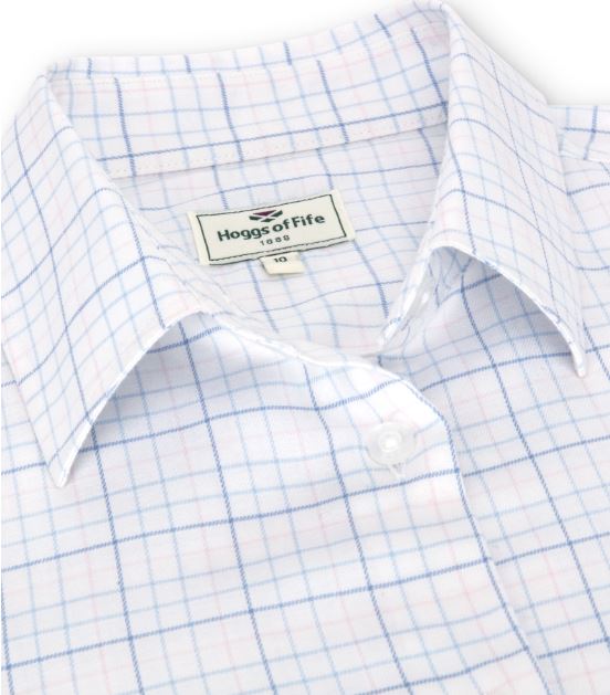 Hoggs of Fife Callie Twill Check Shirt White-Pink-Blue - Image 2