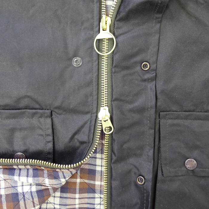 Hoggs of Fife Padded Waxed Waistcoat Olive - Image 4