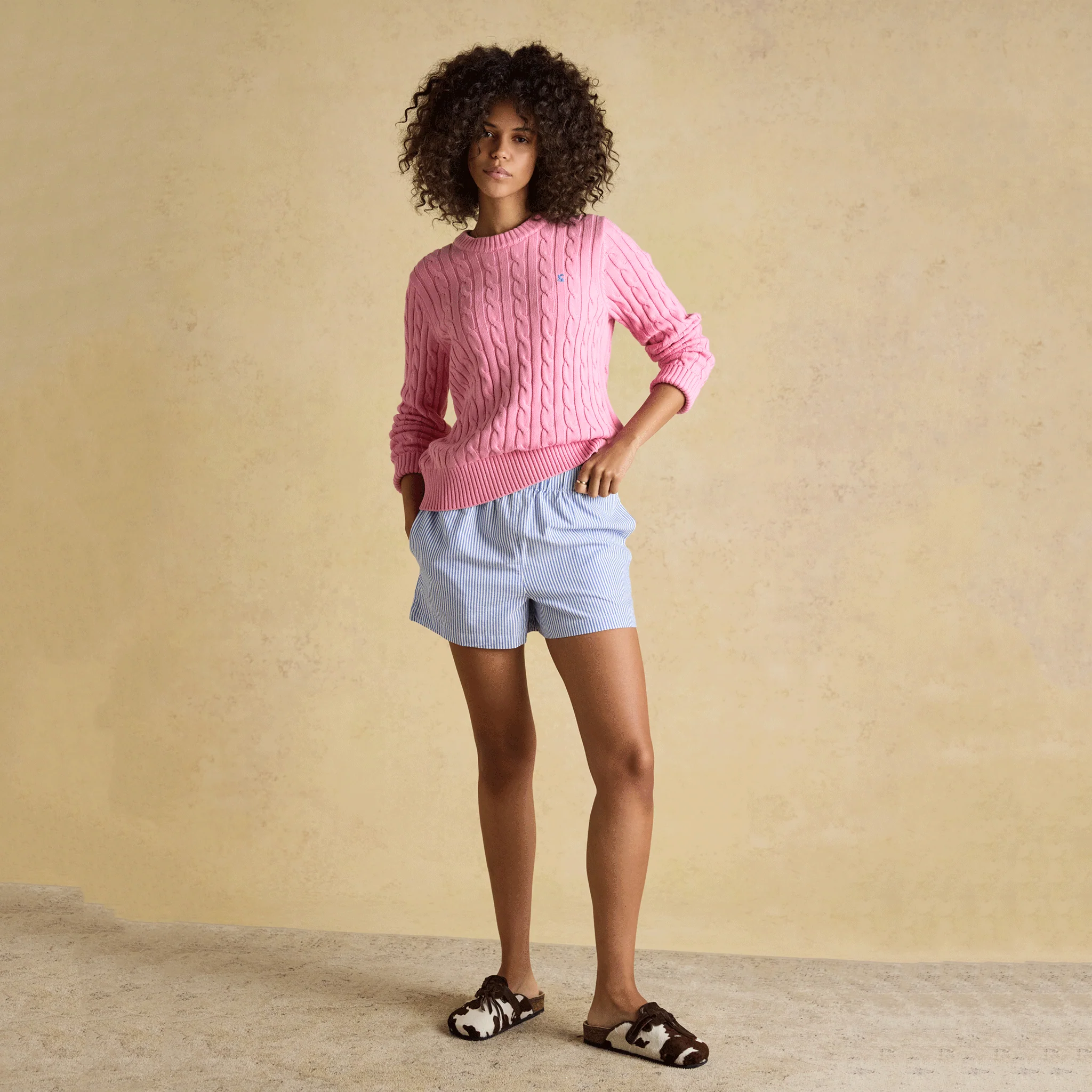 Joules Amara Pull On Cotton Shorts Blue Stripe - Image 5