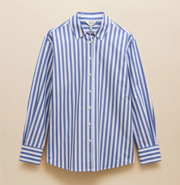 Joules Amilla Blue & White Stripe Longline Relaxed Fit Shirt