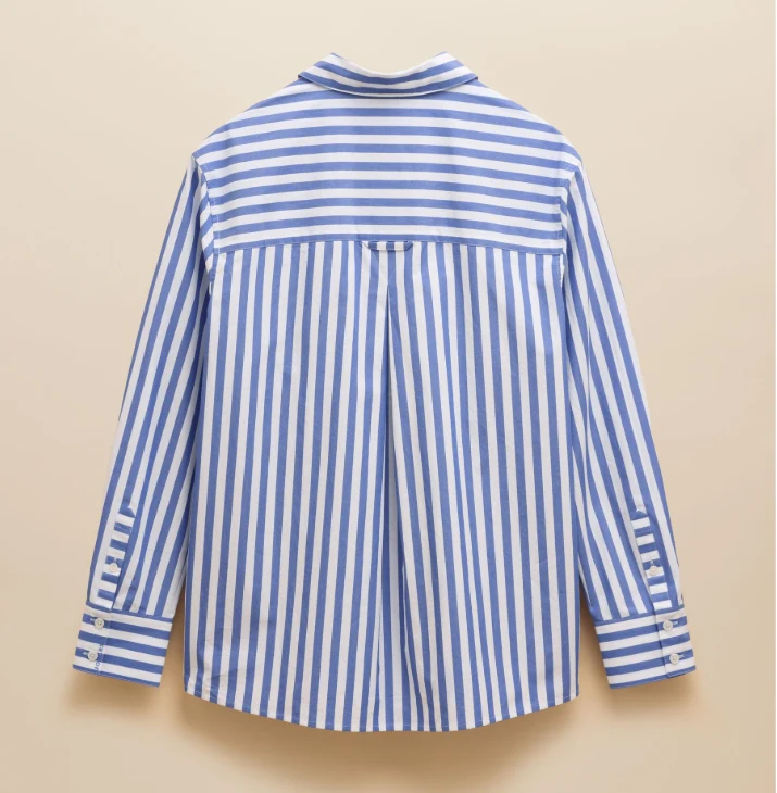 Joules Amilla Blue & White Stripe Longline Relaxed Fit Shirt - Image 4