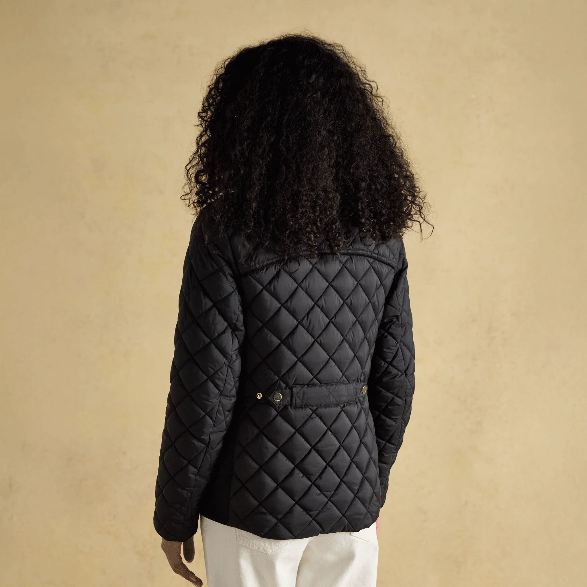 Joules Braemar Luxe Showerproof Diamond Quilted Coat Black - Image 3