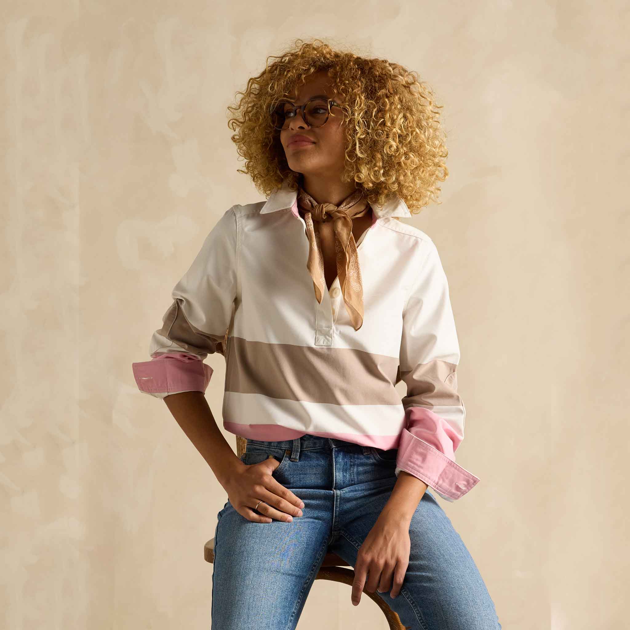 Joules Brinley Tan-Pink Deck Shirt - Image 6