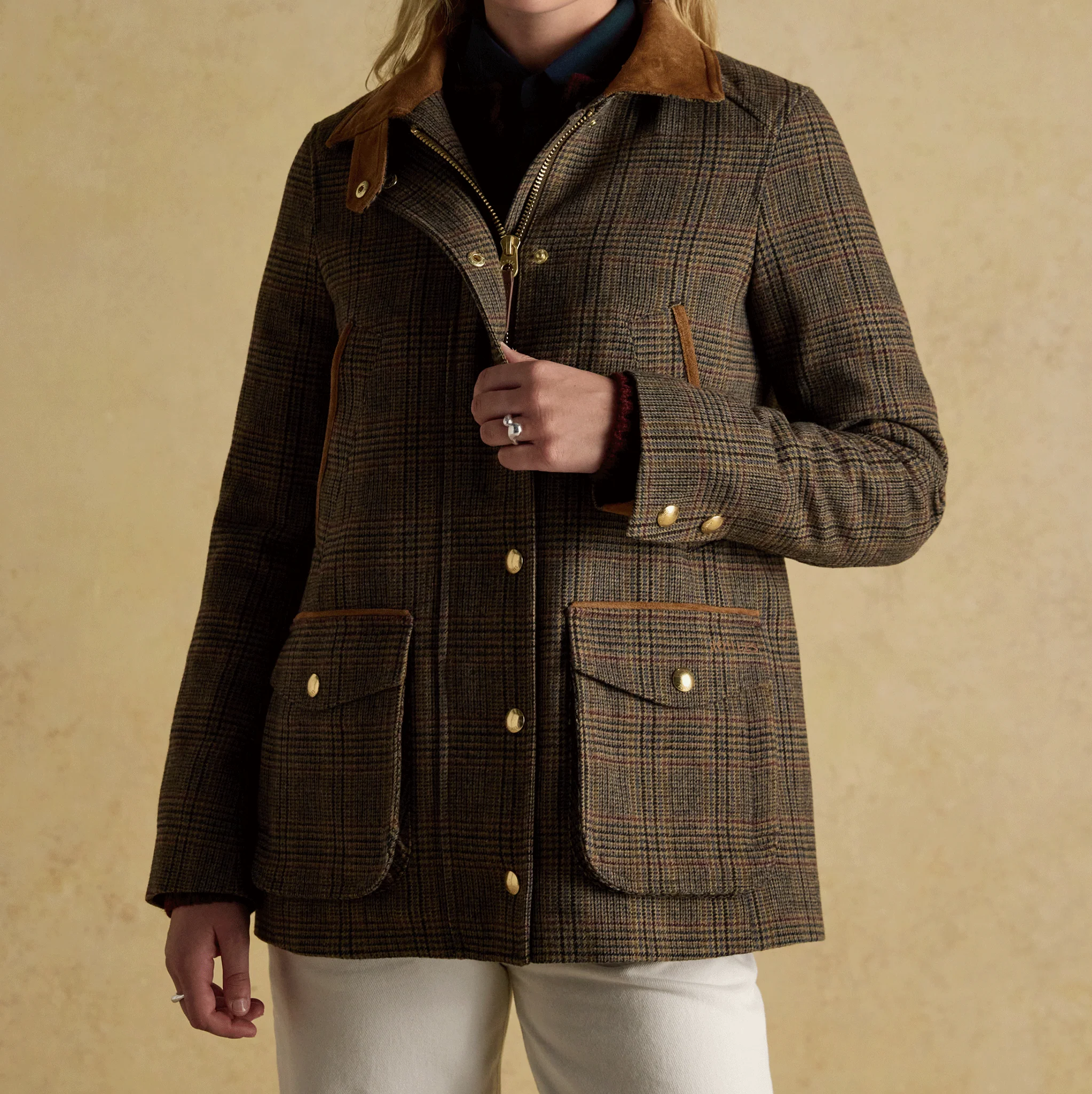 Joules Contemporary Fieldcoat Brown Check-Roston Tweed - Image 3