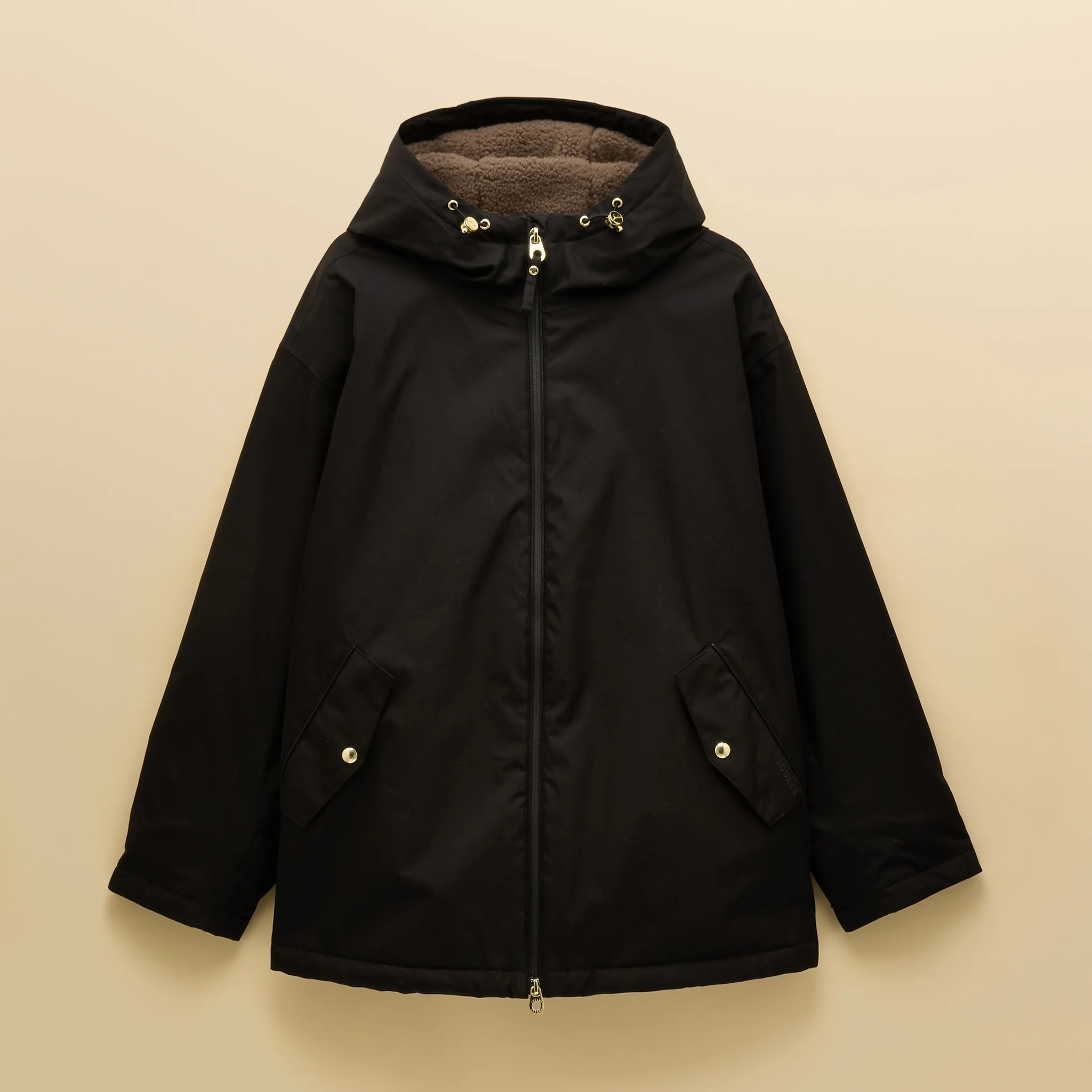 Joules Coverwell Fleece Lined Waterproof Coat in Black