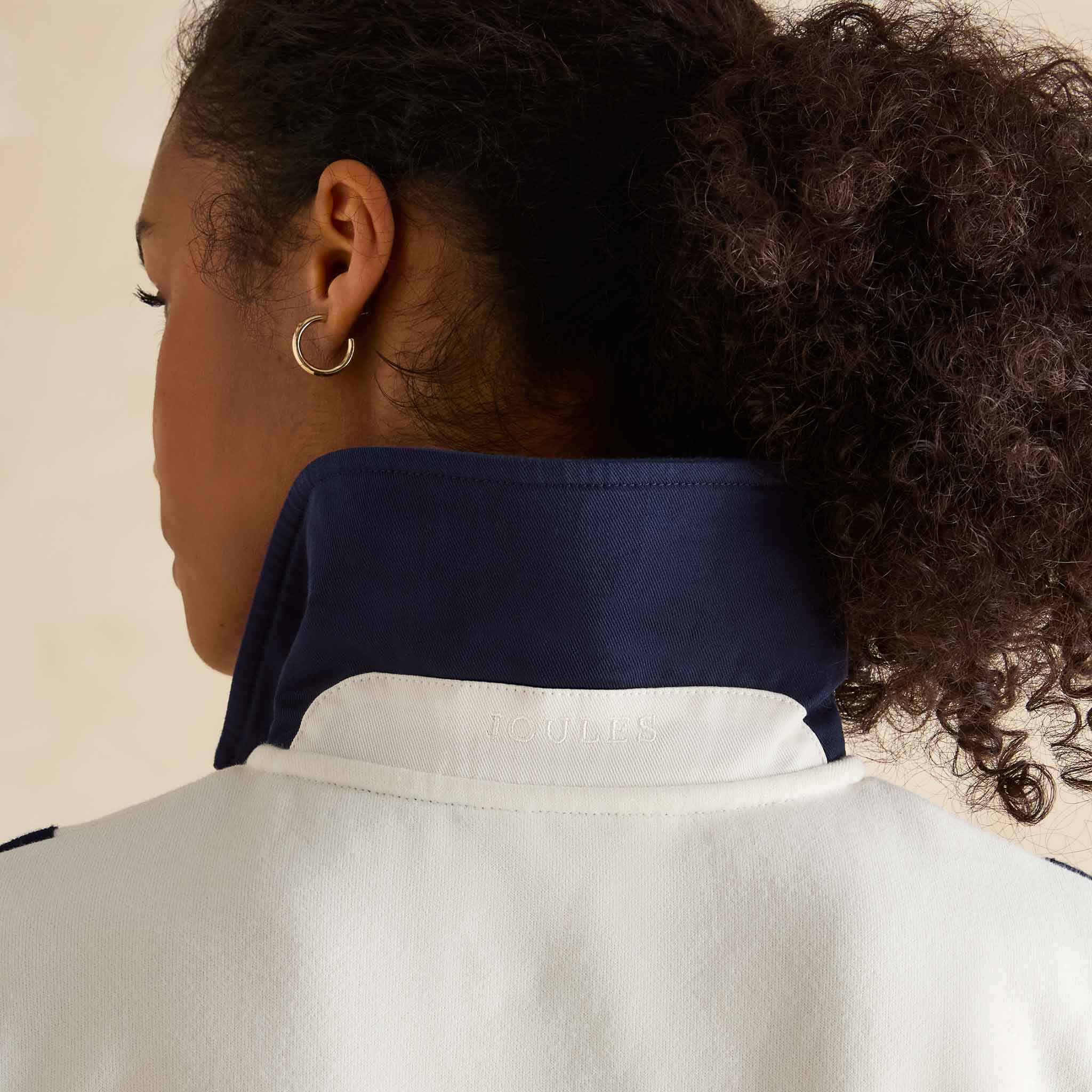 Joules Dawlish Quarter Zip Cotton Sweatshirt Cream - Image 6
