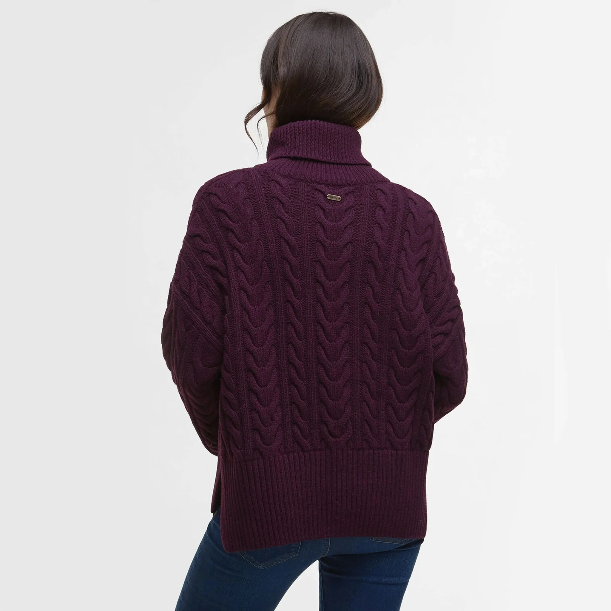 Barbour Embleton Rollneck Jumper Black Cherry - Image 3