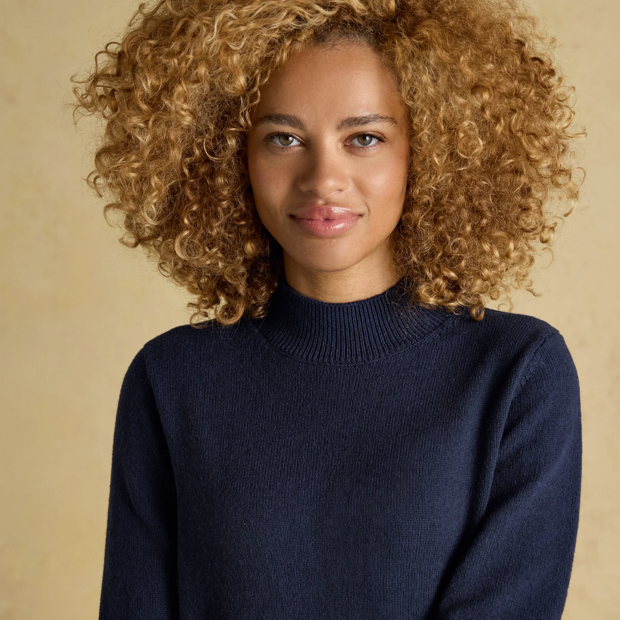 Joules Enid Cotton-Rich High Neck Jumper Navy - Image 4