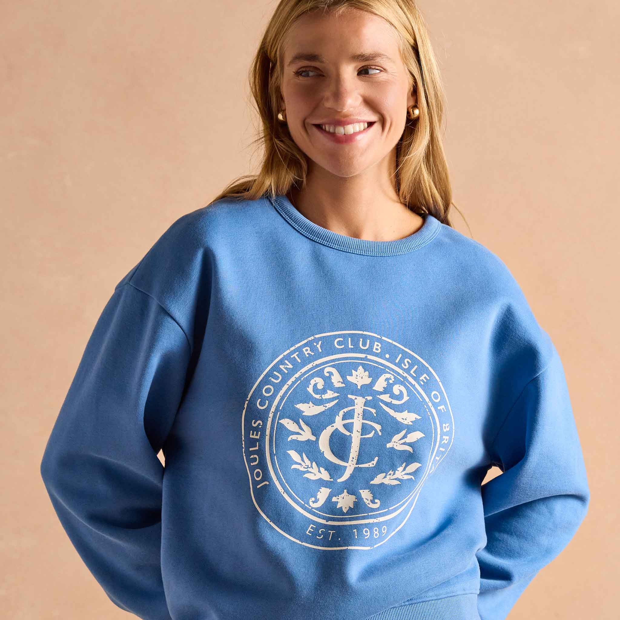 Joules Graphic Cotton Rich Crew Neck Sweatshirt Blue - Image 2