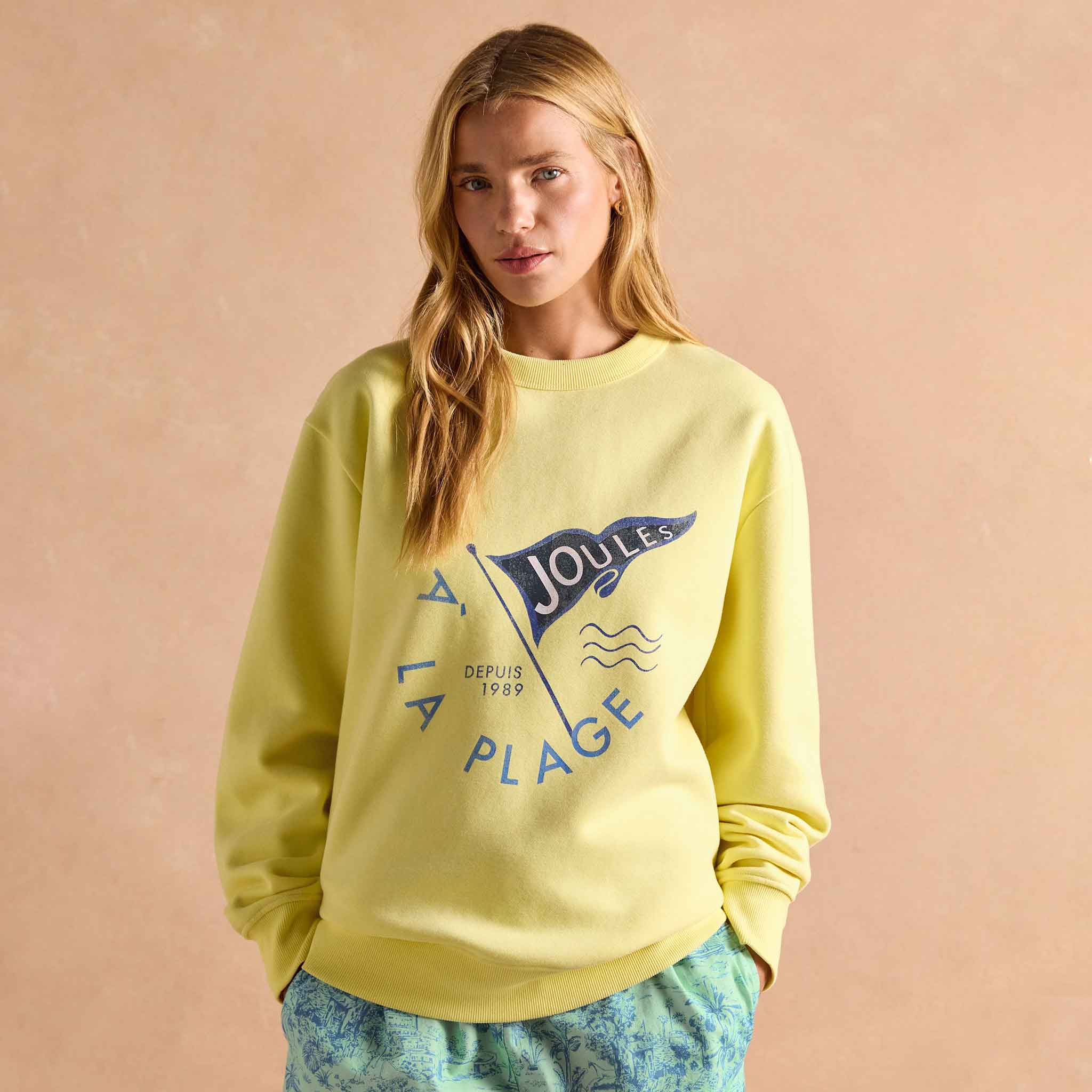 Joules Graphic Cotton Rich Crew Neck Sweatshirt Yellow - Image 2