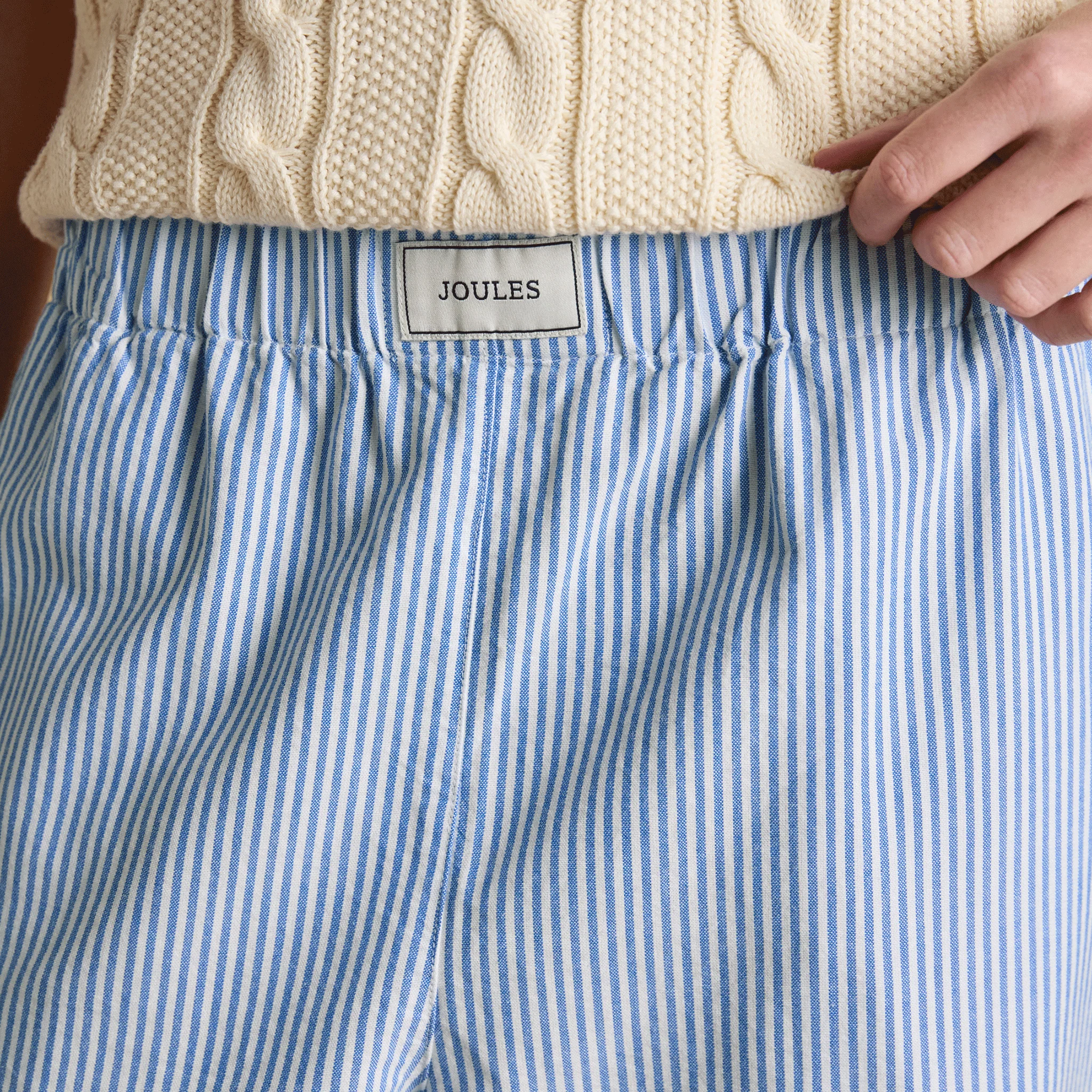 Joules Hallie Trousers in Blue Stripe - Image 4