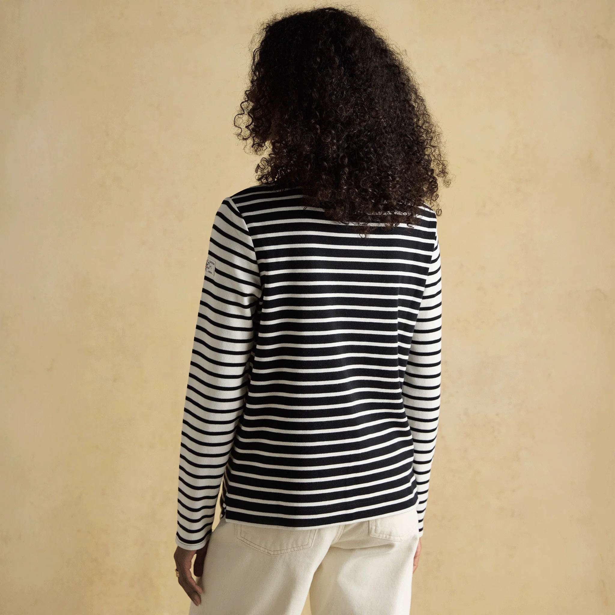 Joules Harbour Boat Neck Breton Stripe Top Black-Cream - Image 3