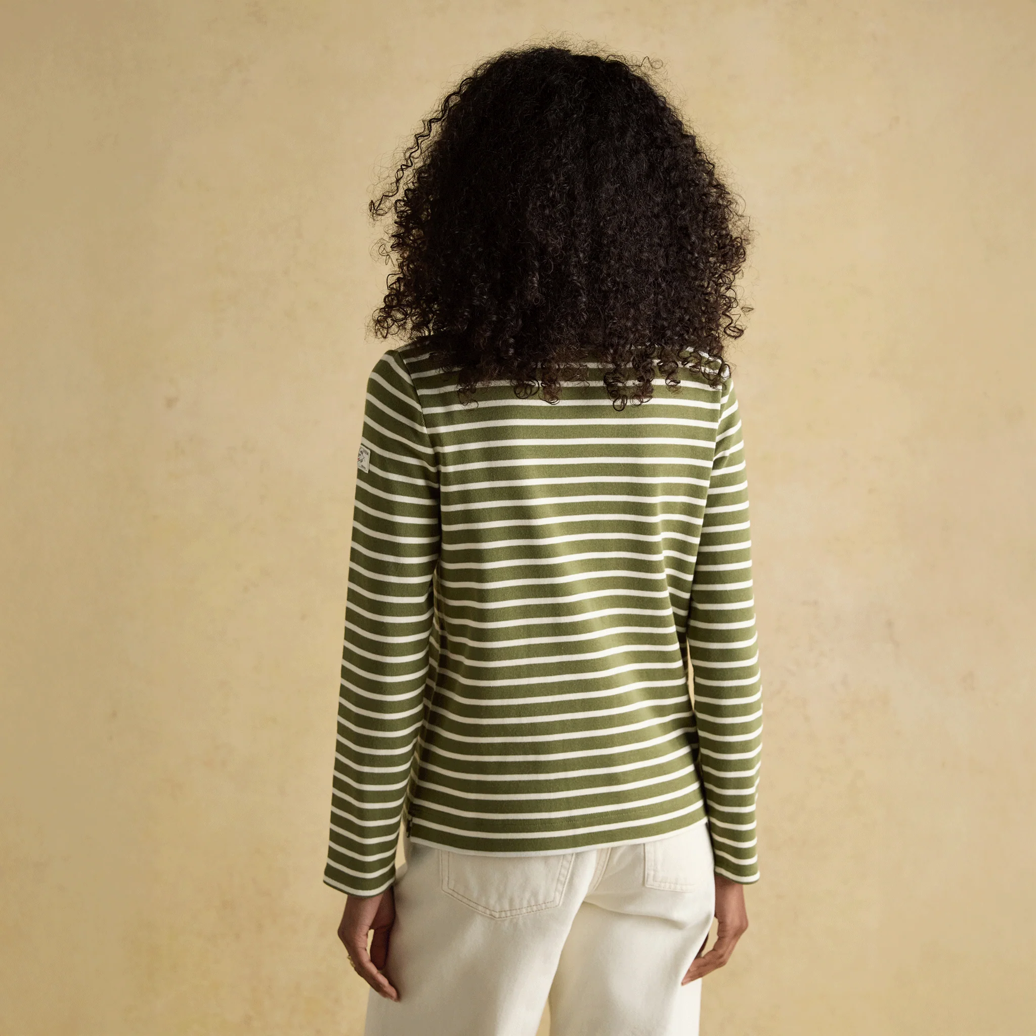 Joules Harbour Boat Neck Breton Stripe Top Green - Image 3