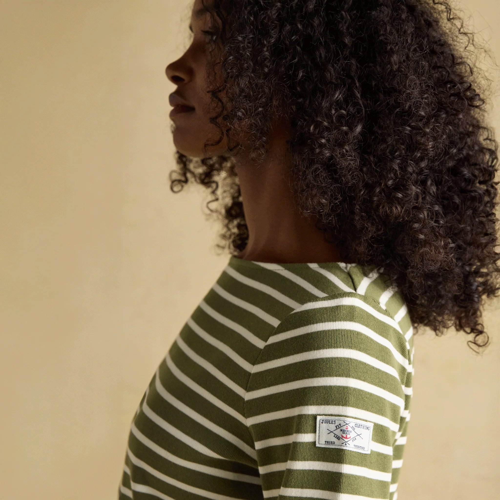 Joules Harbour Boat Neck Breton Stripe Top Green - Image 6