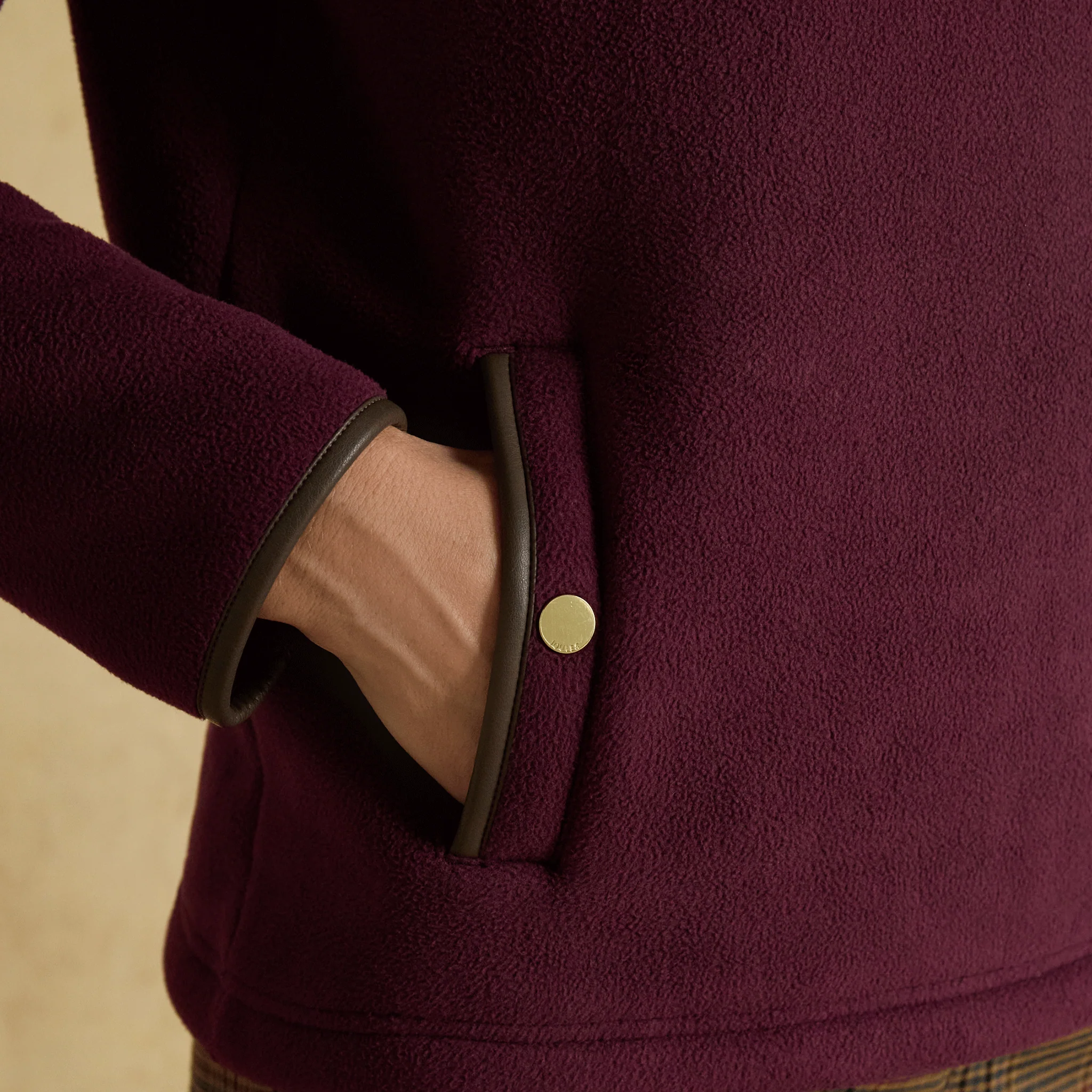 Joules Heritage Quarter Zip Fleece Burgundy Red - Image 7