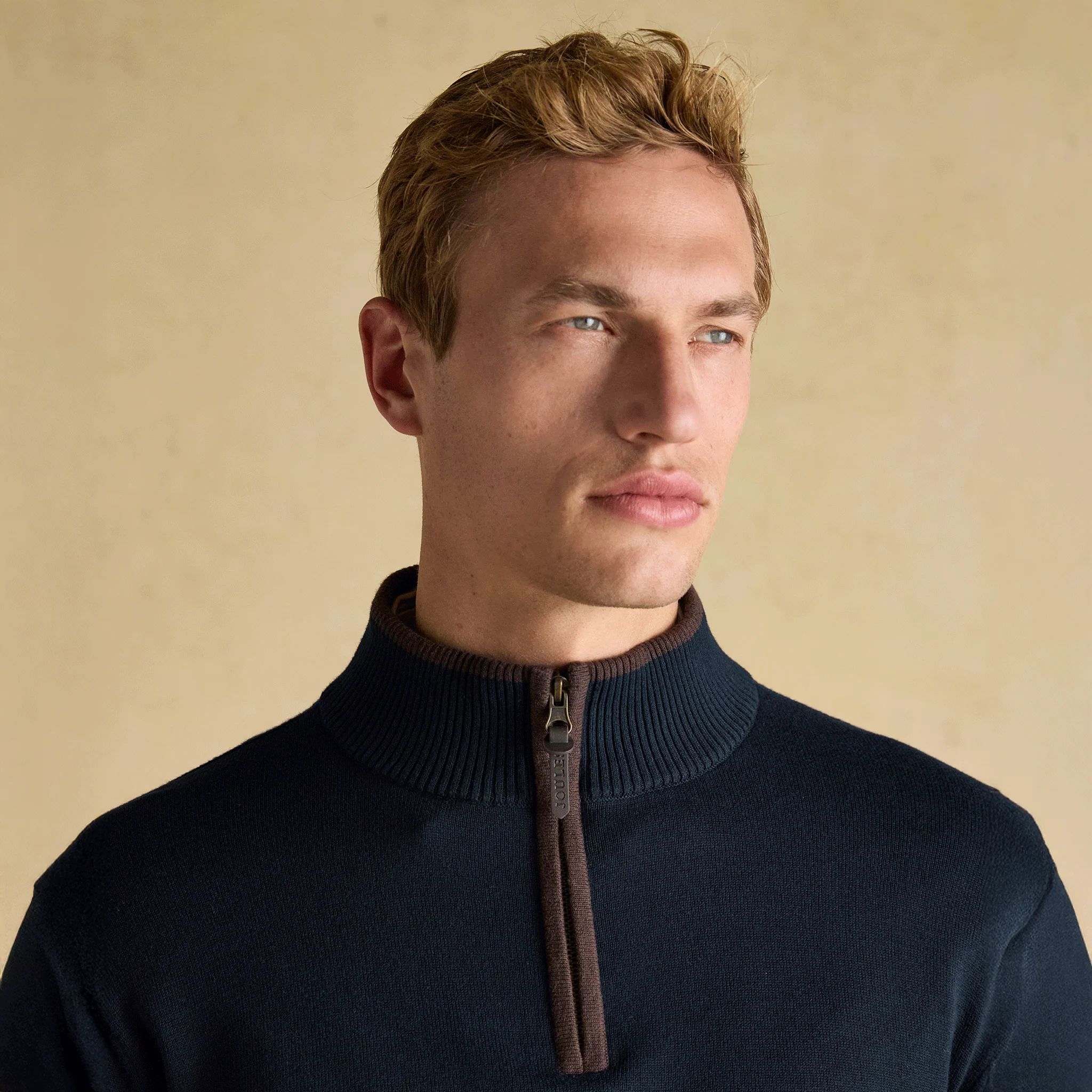Joules Hillside Quarter Zip Knitted Jumper Navy Blue - Image 4