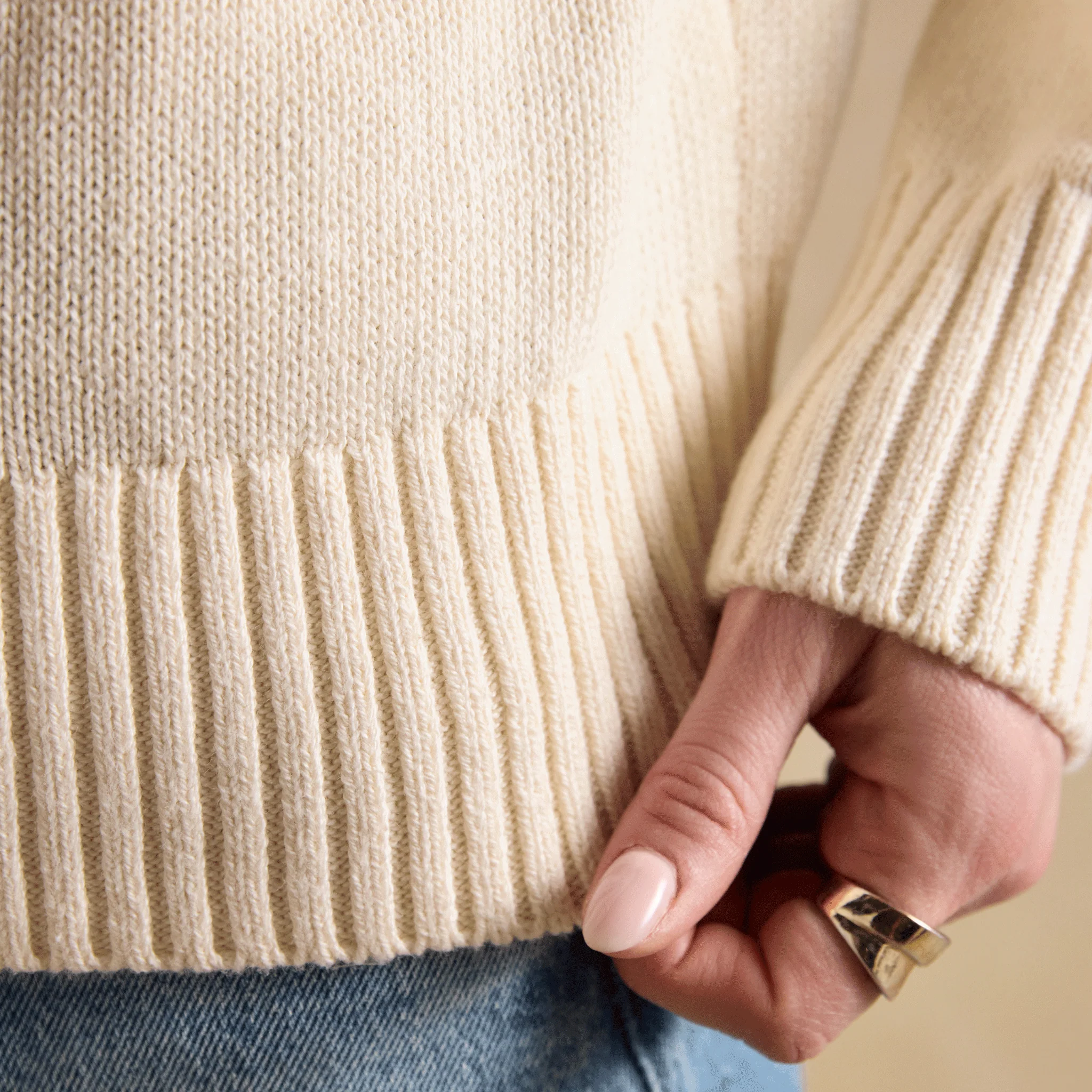 Joules Jonty Intarsia Knitted Crew Neck Jumper in Cream - Image 4