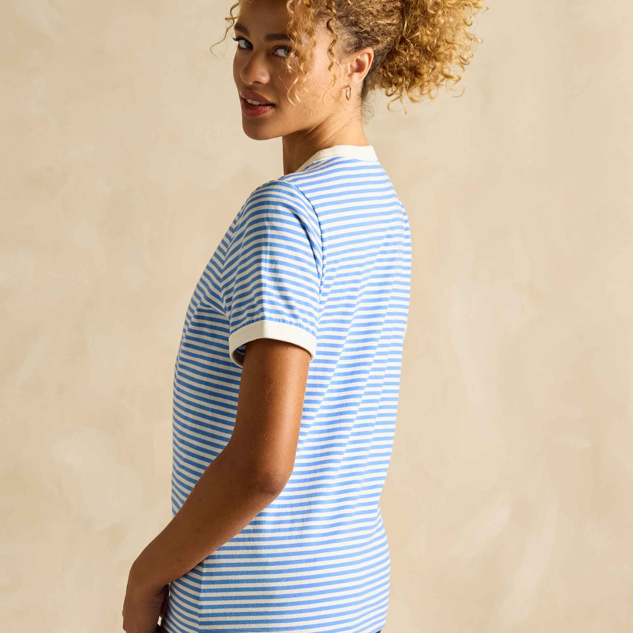 Joules Kitsford Embroidered T-Shirt Blue-White Stripe - Image 3