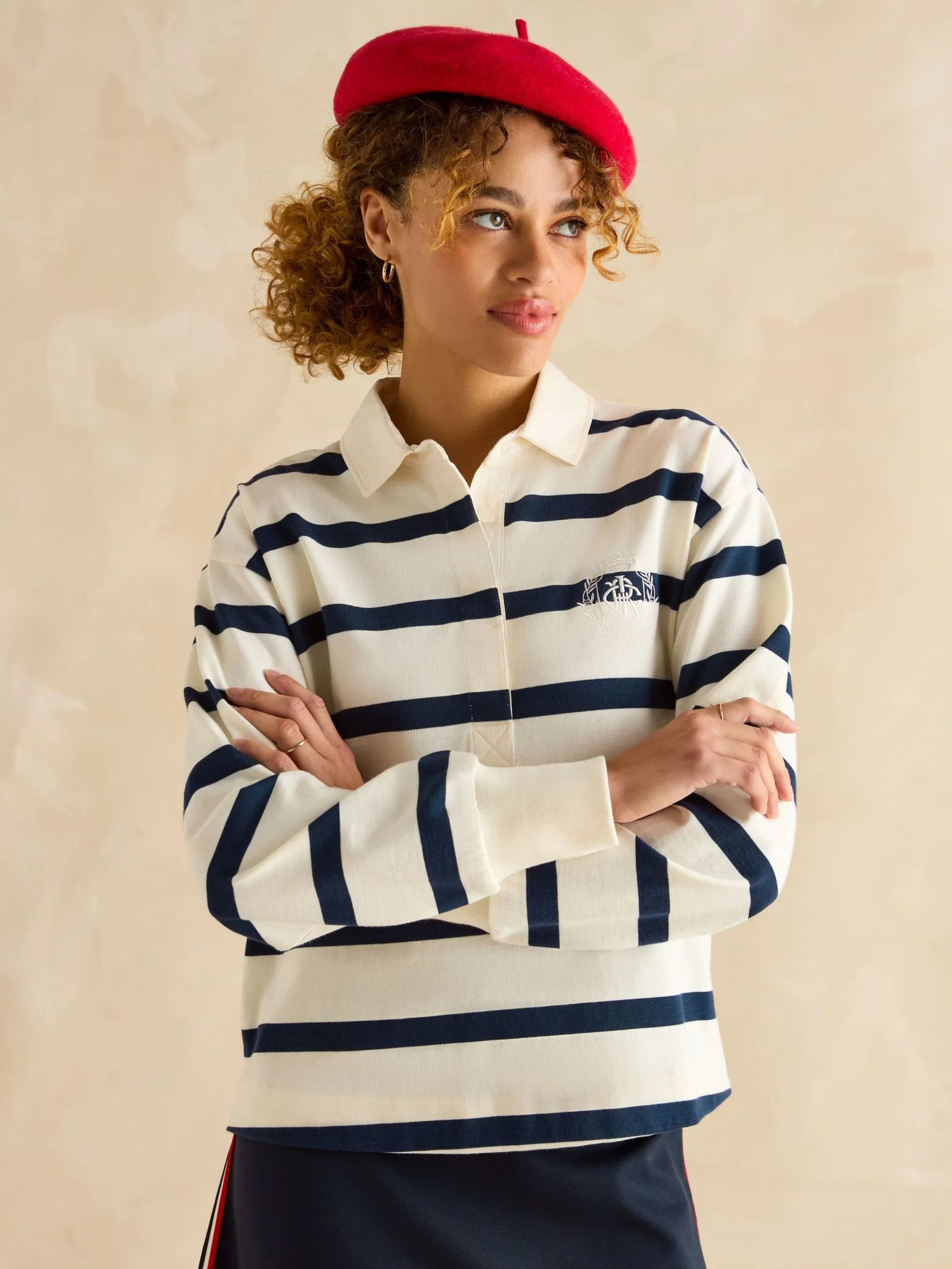Joules Lara Navy Boxy Fit Rugby Shirt - Image 2