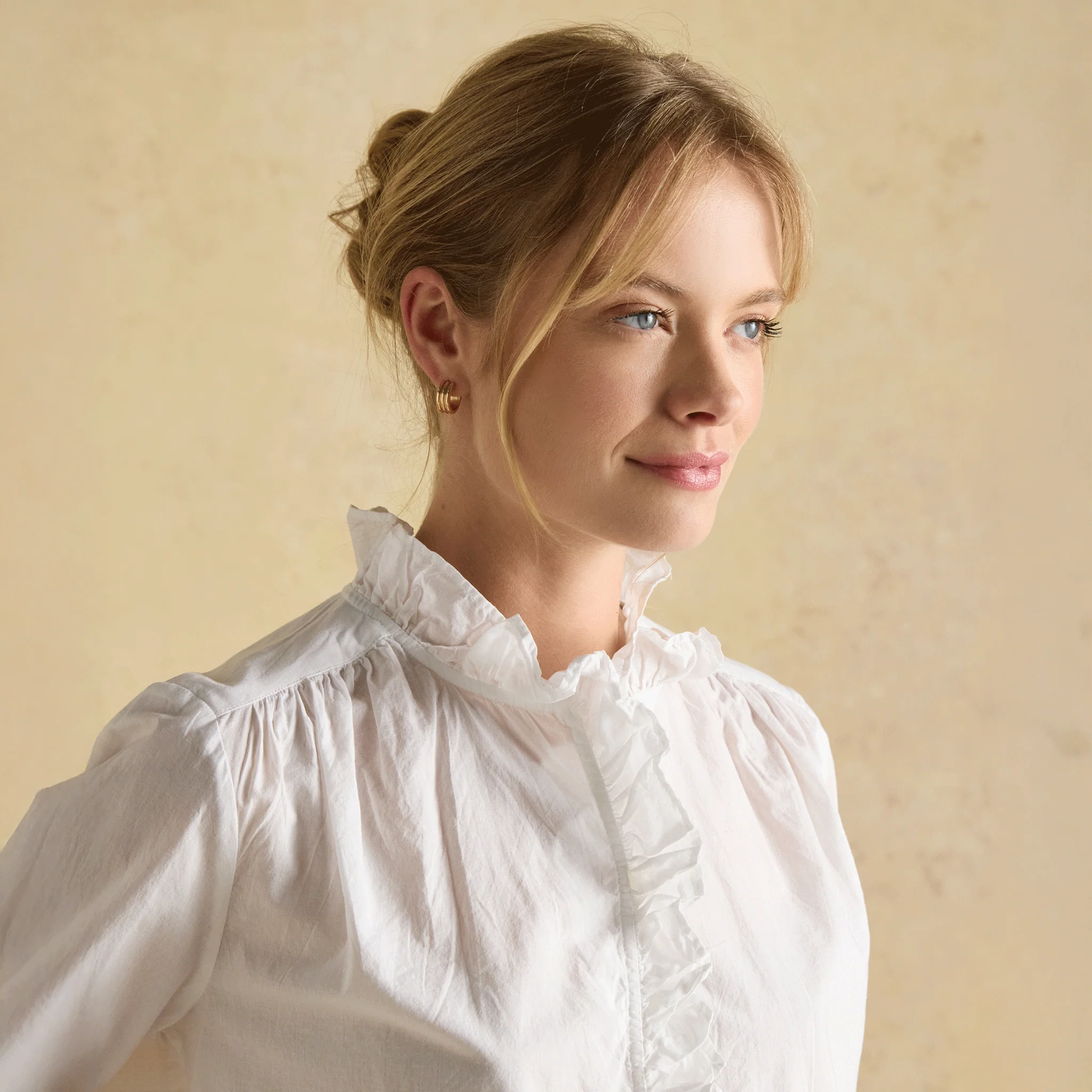Joules Melanie Cotton Ruffle Blouse White - Image 4