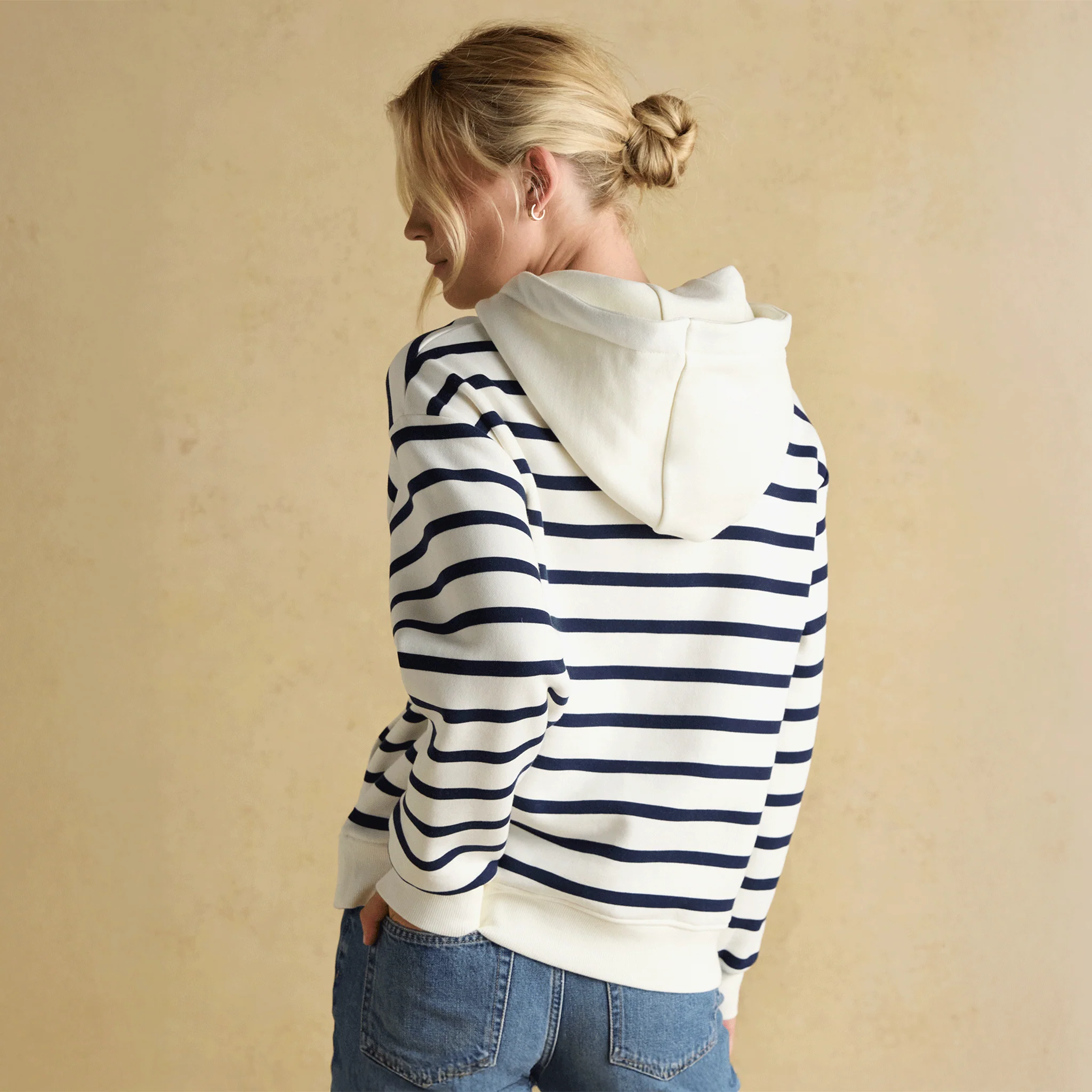 Joules Milbourne Cotton Blend Sweatshirt Cream-Navy Stripe - Image 3