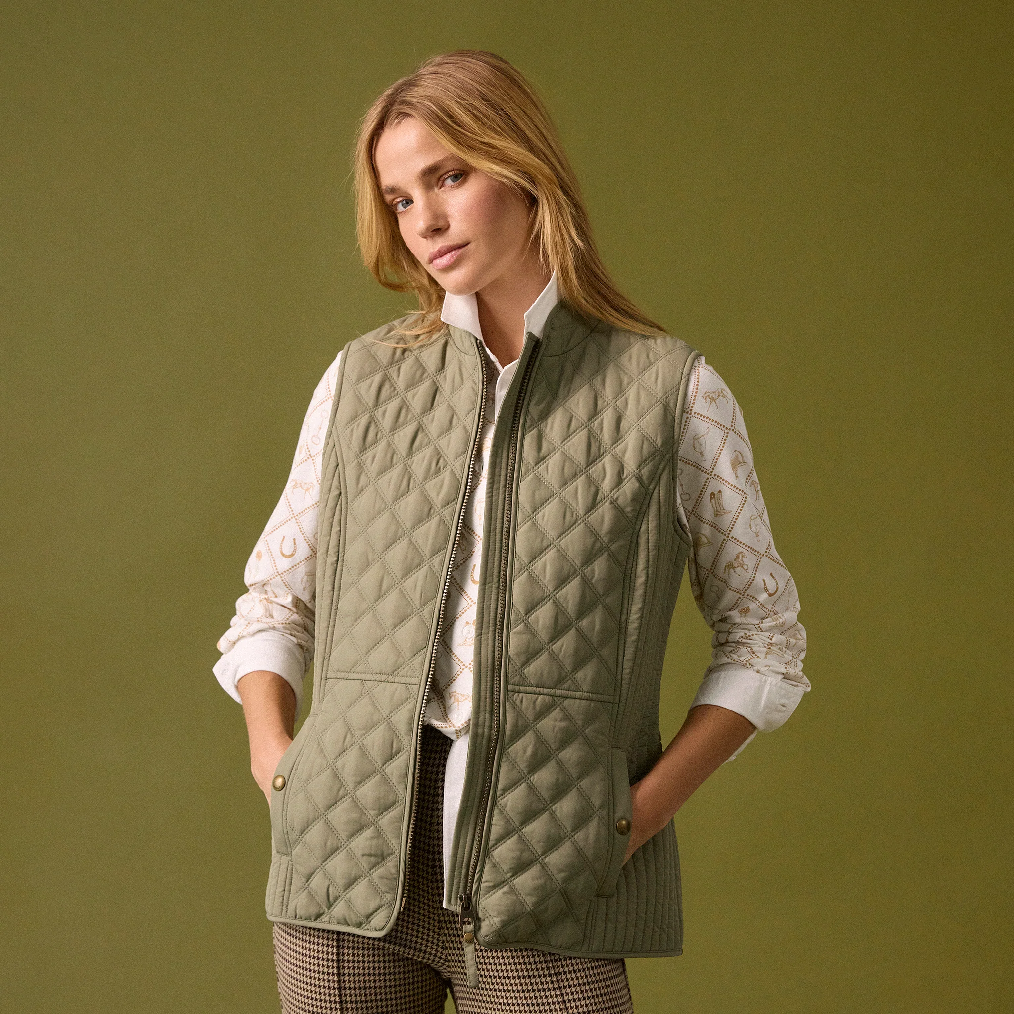 Joules Minx Showerproof Diamond Quilted Gilet Green - Image 8
