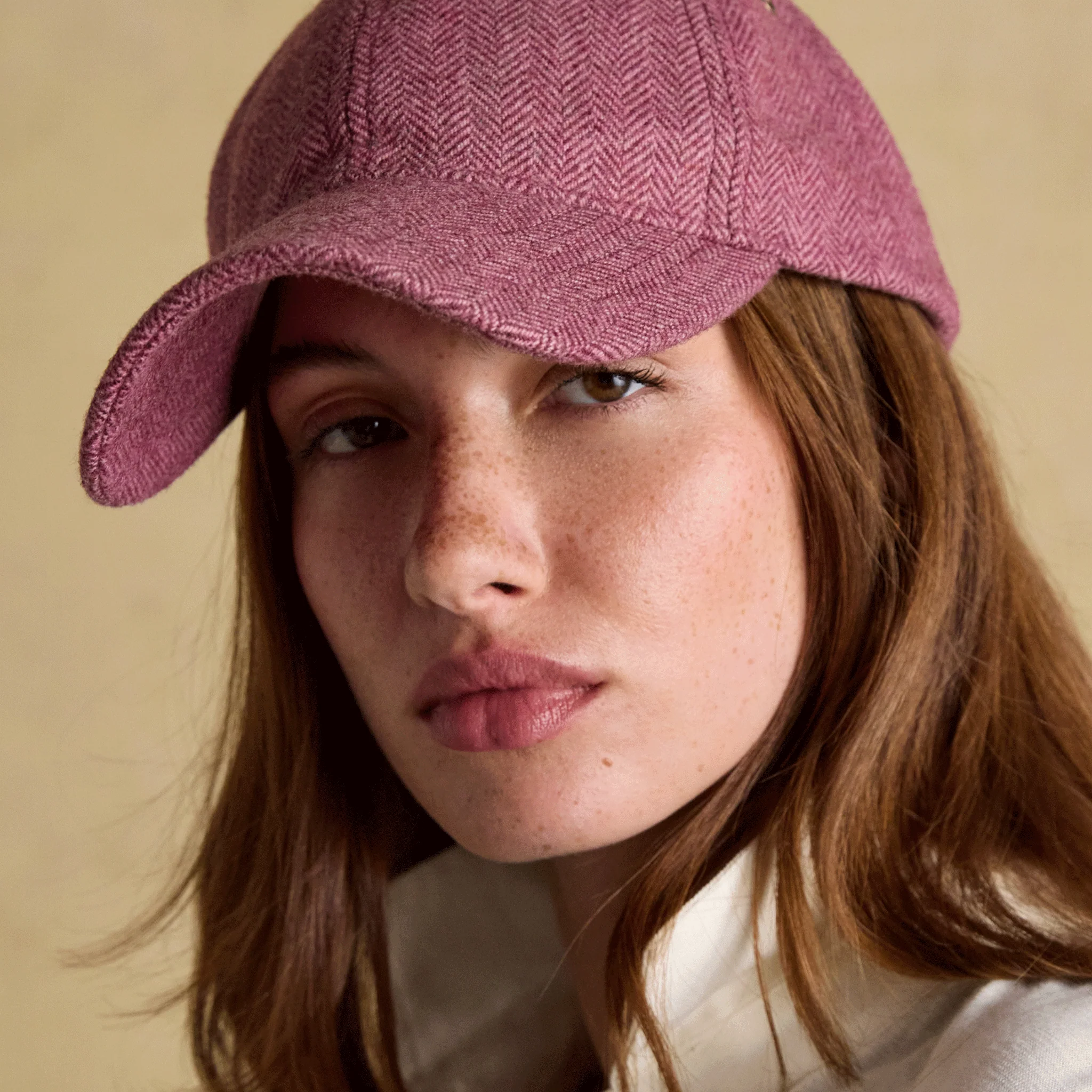 Joules Perry Unisex Plum Purple Tweed Baseball Cap - Image 3