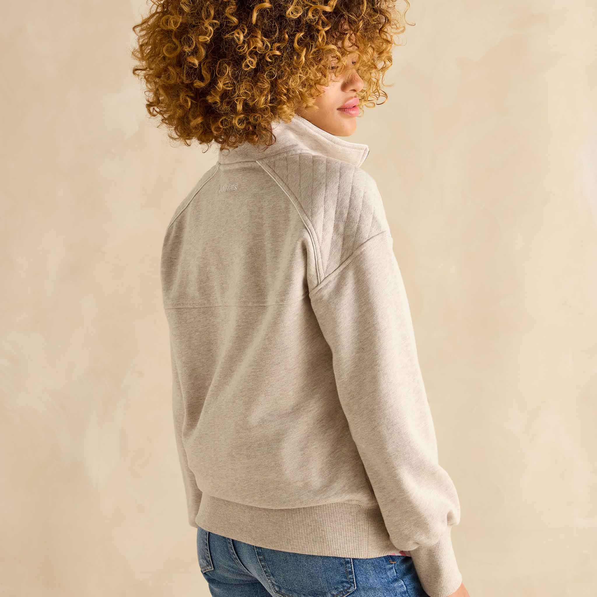 Joules Racquet Cotton Marl Half Zip Sweatshirt Cream - Image 3