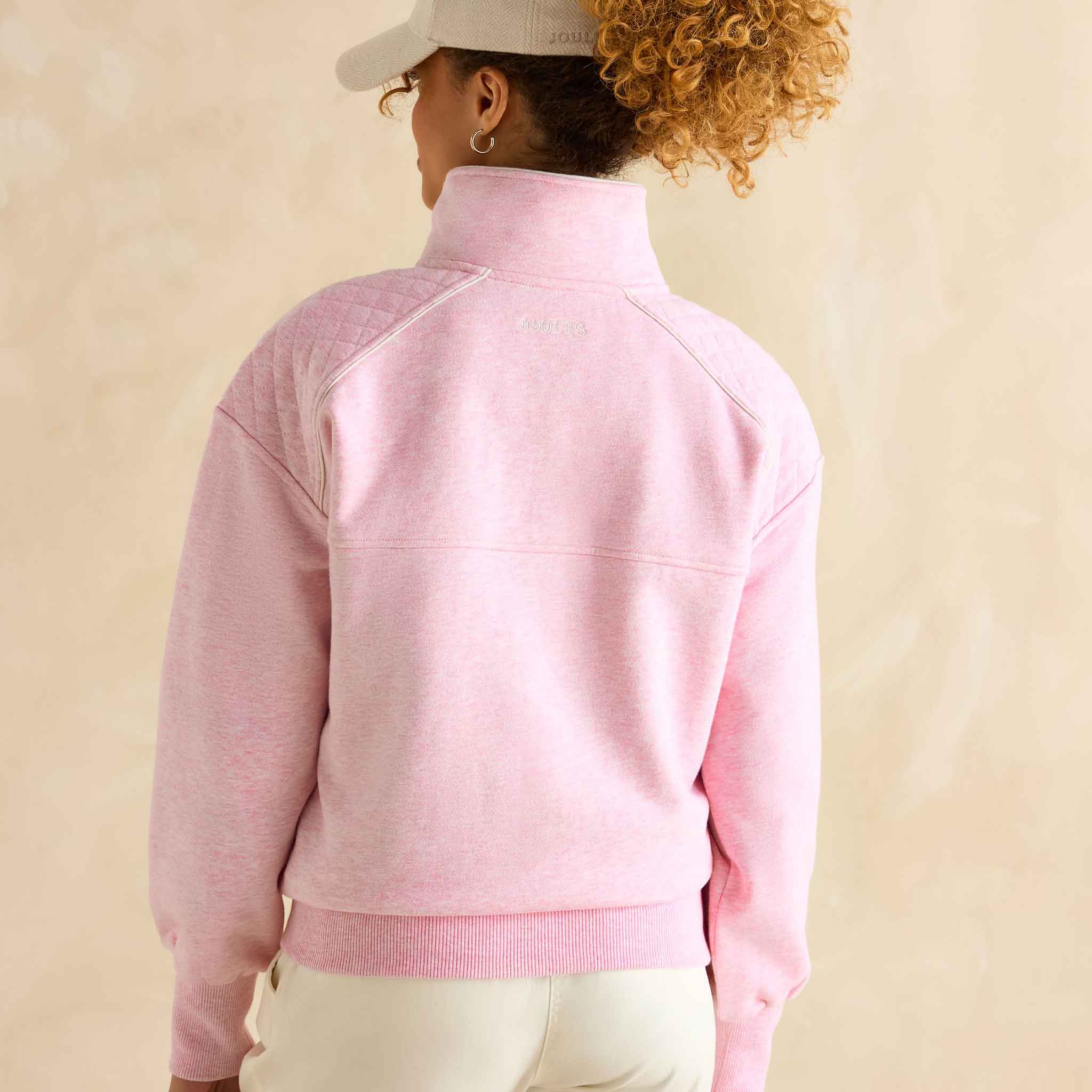Joules Racquet Cotton Marl Half Zip Sweatshirt Pink - Image 3